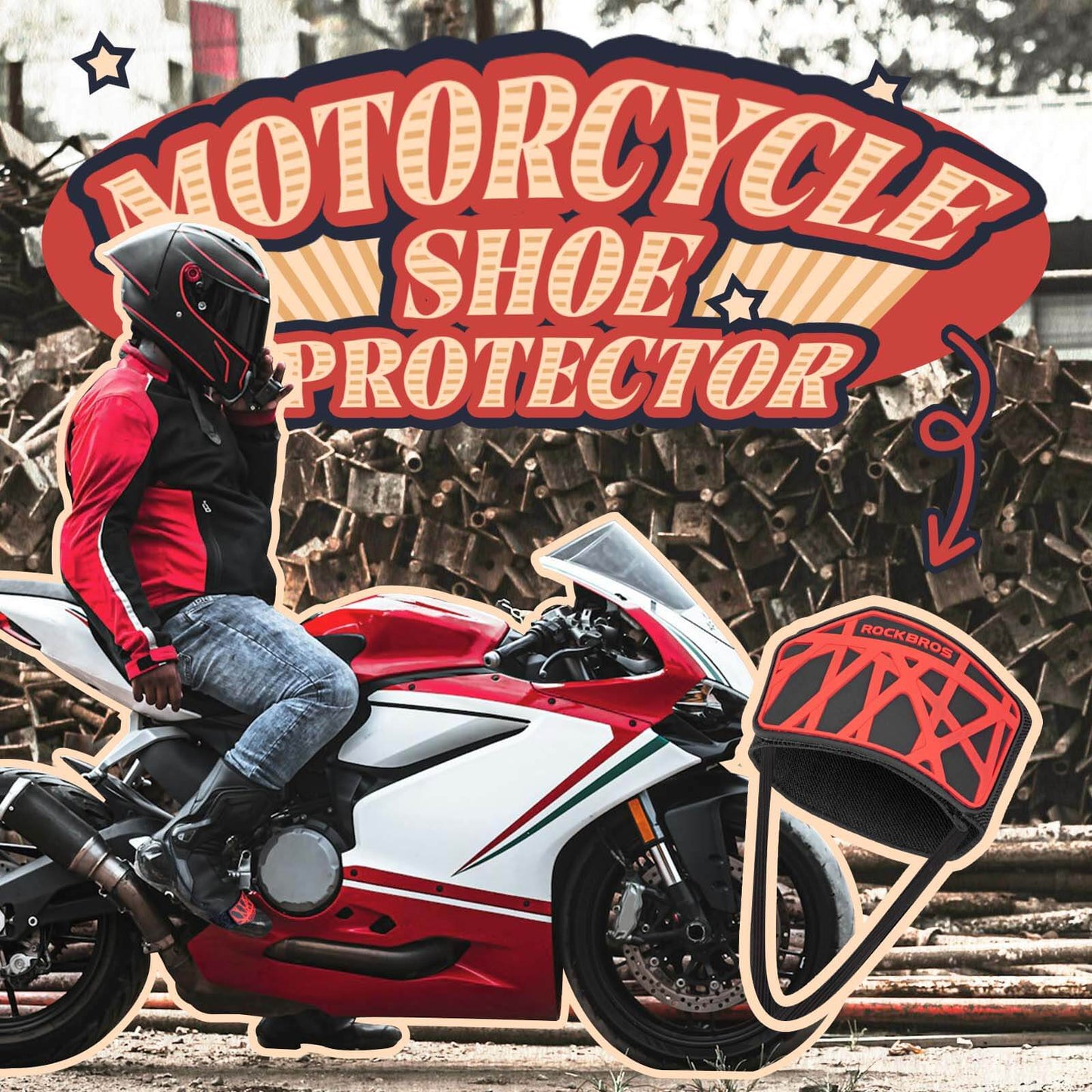 Motorfiets schakelpad, antislip schakelbeschermer, verstelbare schoenbeschermer, motoraccessoire ROCKBROS