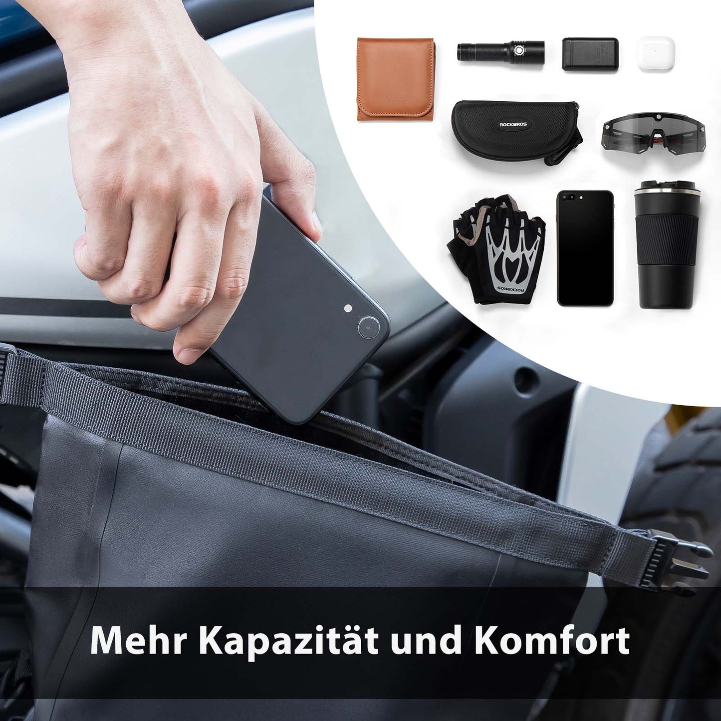 Motorfiets zijtas, waterdicht, koffertas, 5 liter, zwart, ROCKBROS