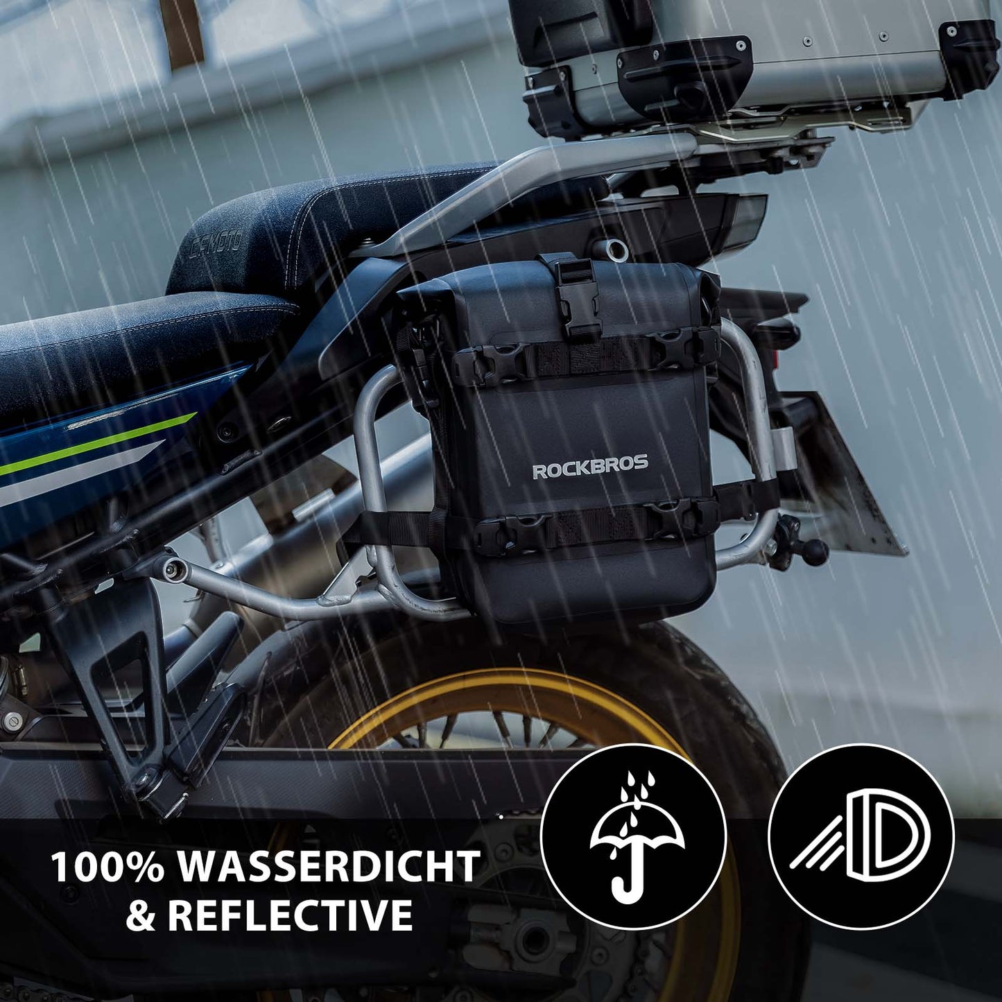 Motorfiets zijtas, waterdicht, koffertas, 5 liter, zwart, ROCKBROS