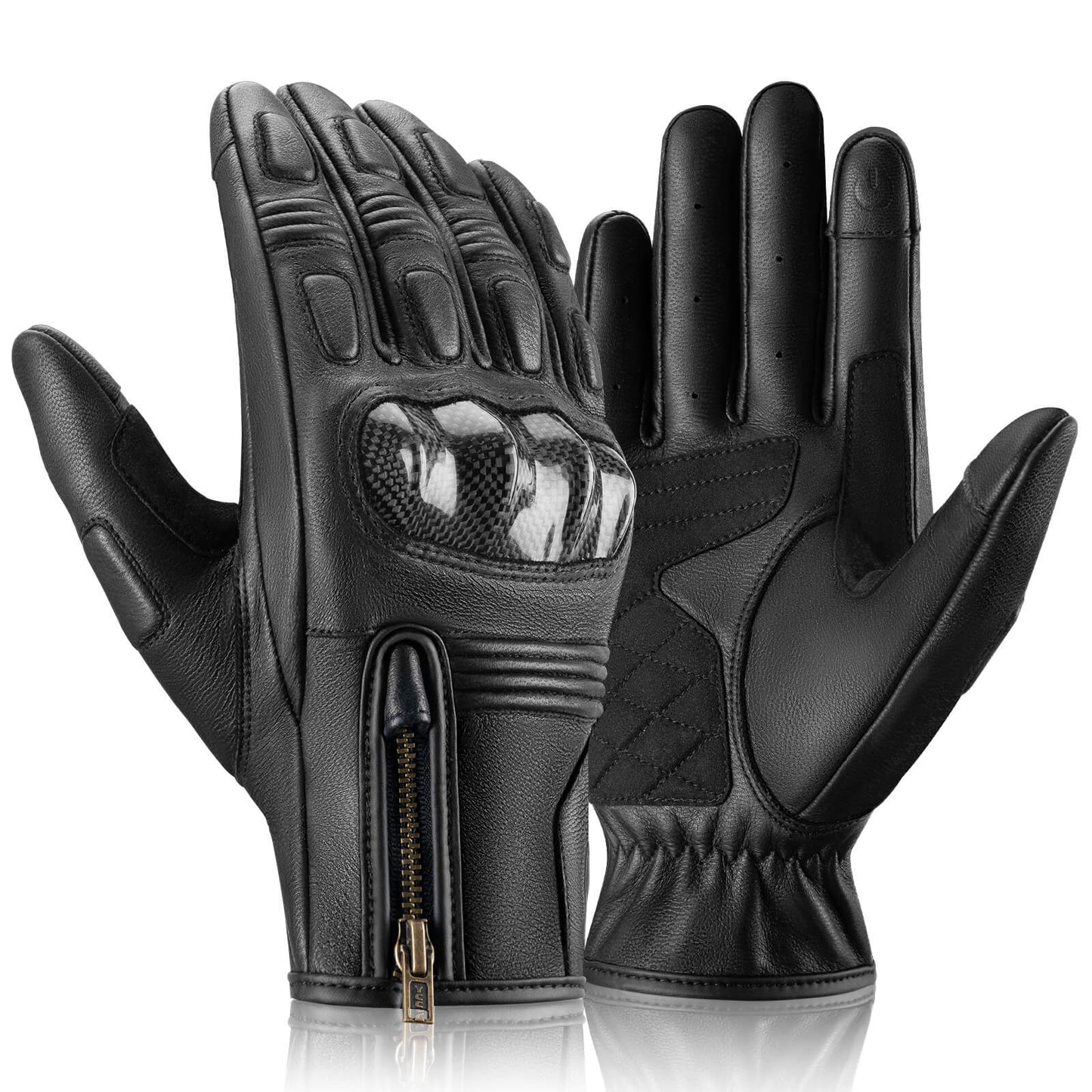 Motorhandschoenen, touchscreen, leer, volledige vingers, ademend, ROCKBROS