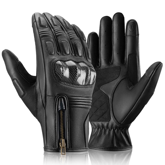 Motorhandschoenen, touchscreen, leer, volledige vingers, ademend, ROCKBROS