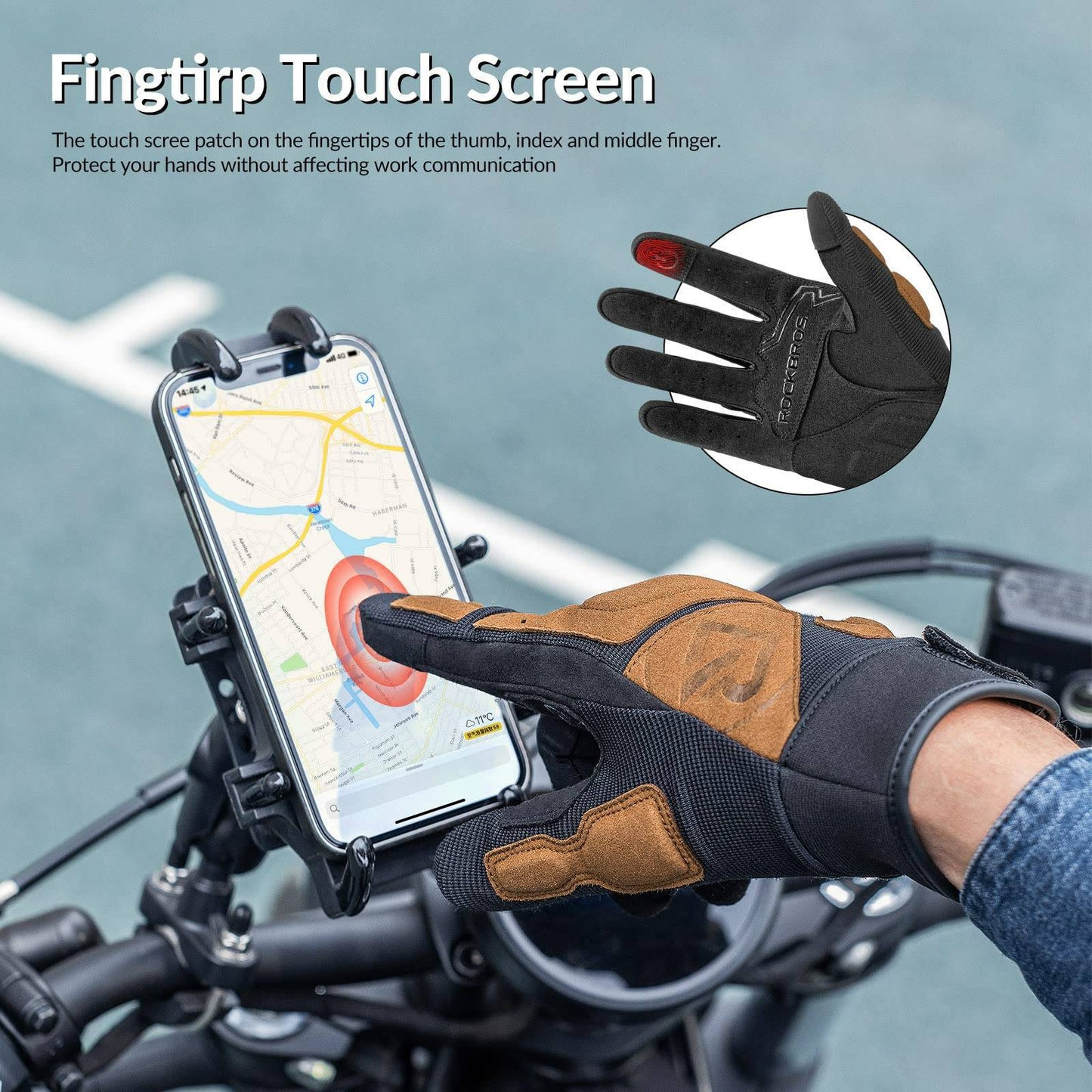 Motorhandschoenen, winddichte touchscreen handschoenen voor heren, ROCKBROS