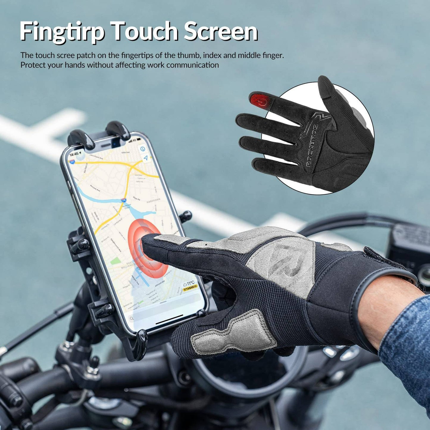 Motorhandschoenen, winddichte touchscreen handschoenen voor heren, ROCKBROS