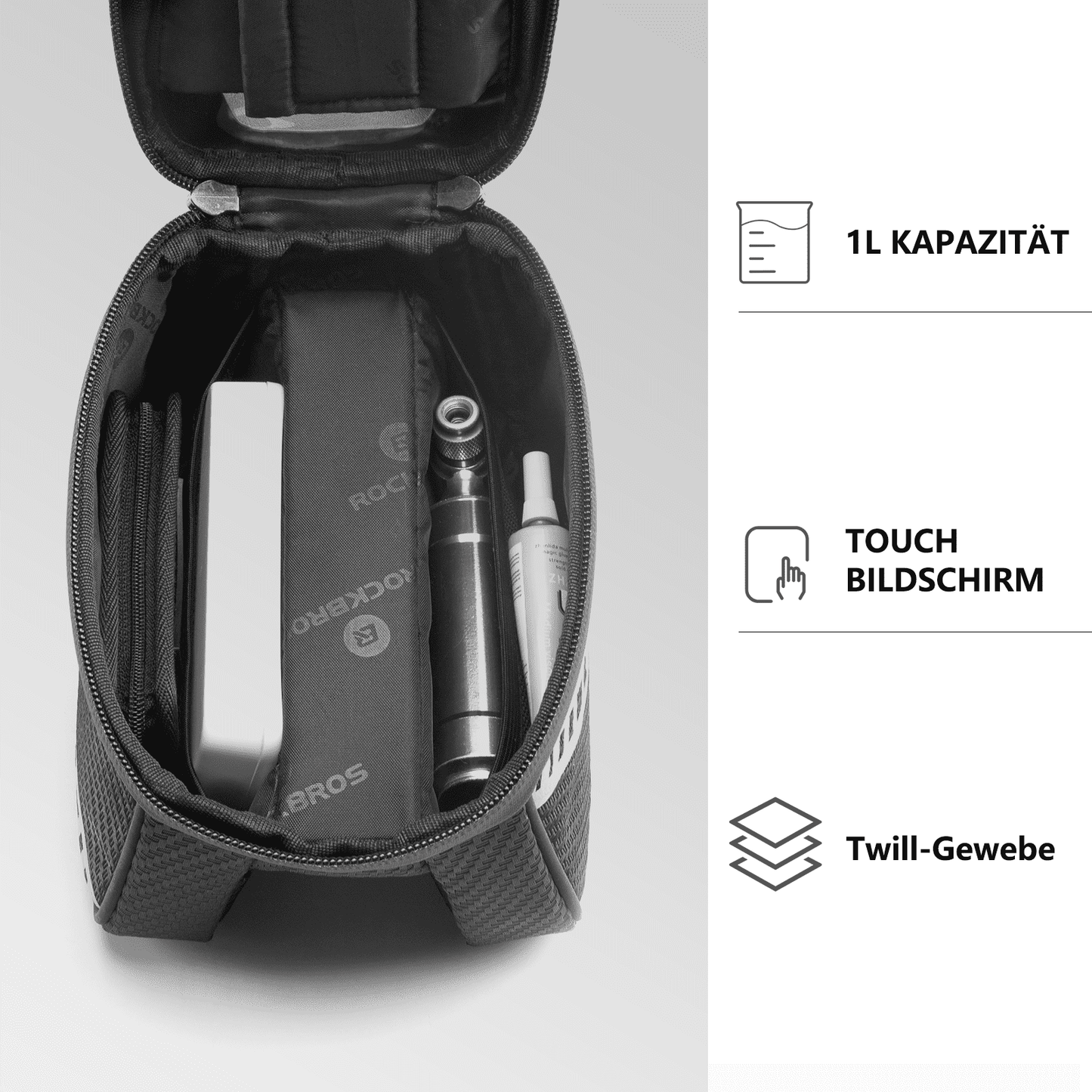 Bovenbuistas met TPU-touchscreen, zijvak, 1 liter, ROCKBROS