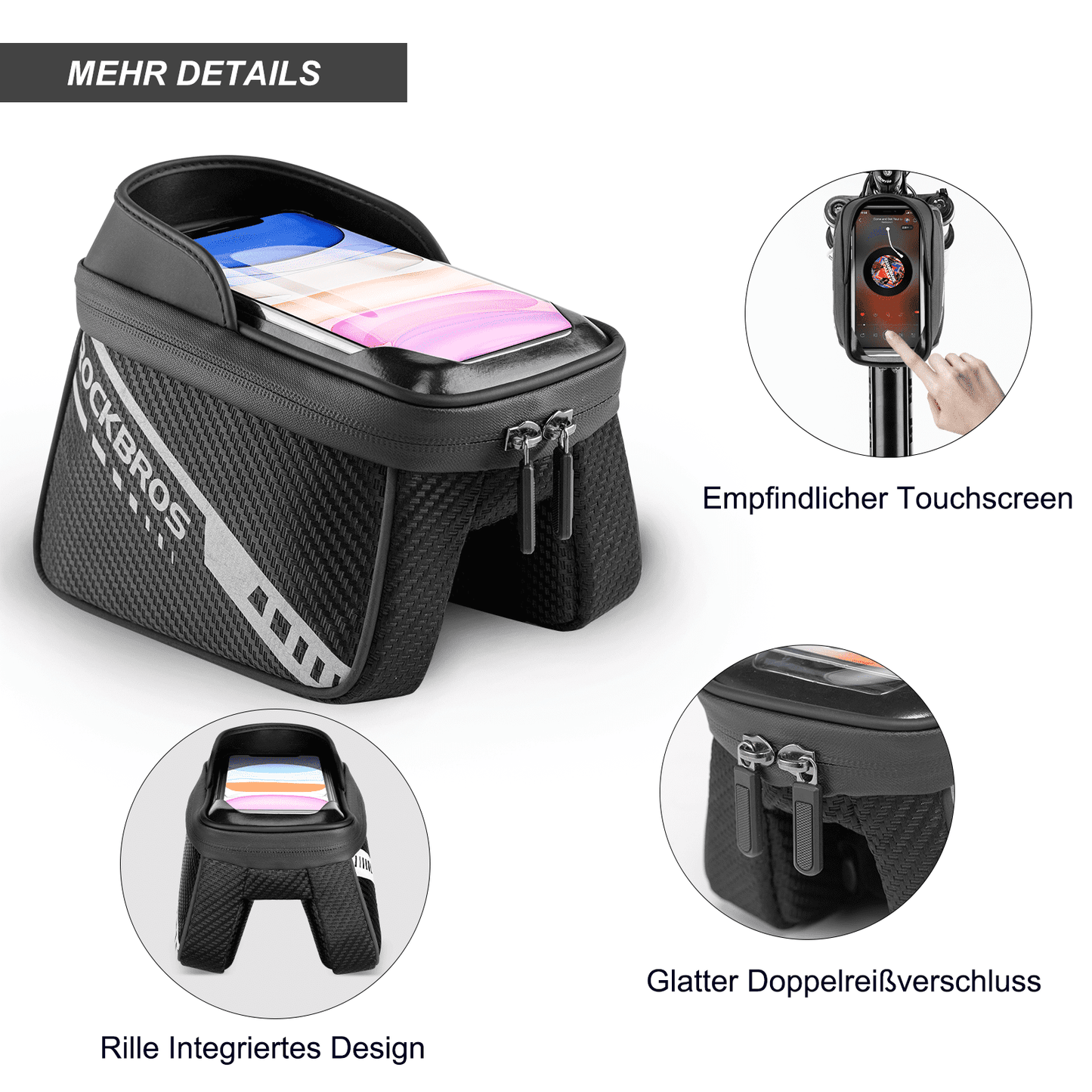 Bovenbuistas met TPU-touchscreen, zijvak, 1 liter, ROCKBROS