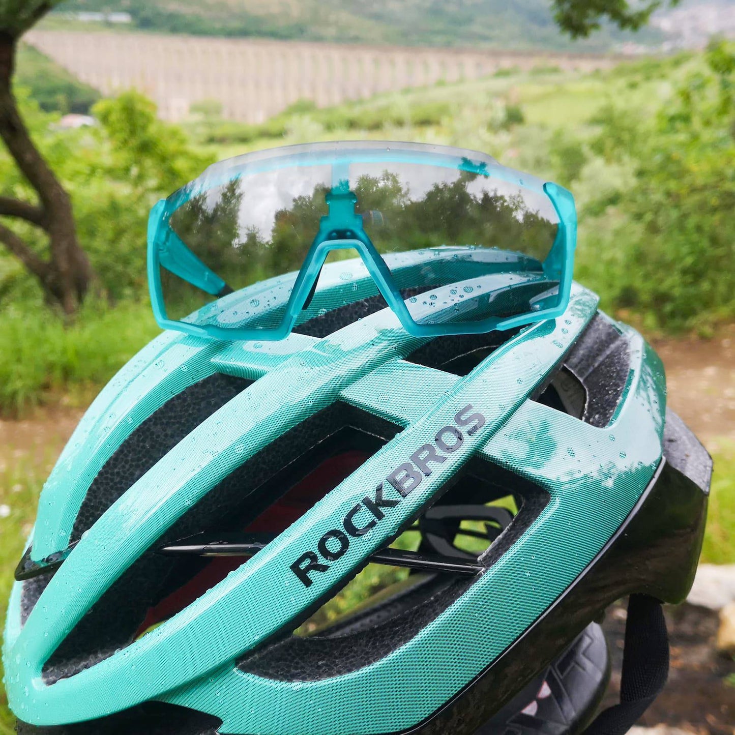 Fotochromatische HD-fietsbril voor buitenactiviteiten, blauw, ROCKBROS