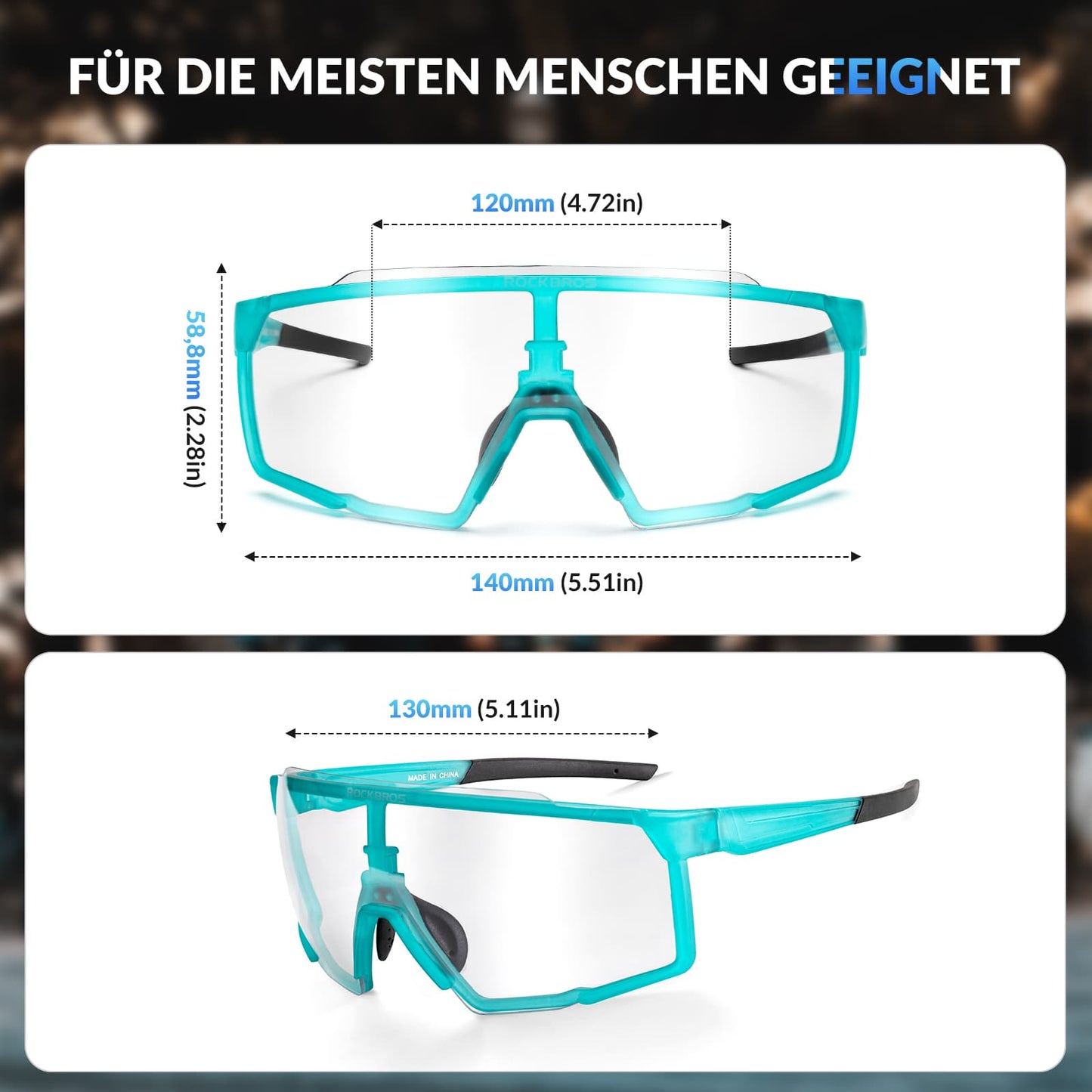 Fotochromatische HD-fietsbril voor buitenactiviteiten, blauw, ROCKBROS