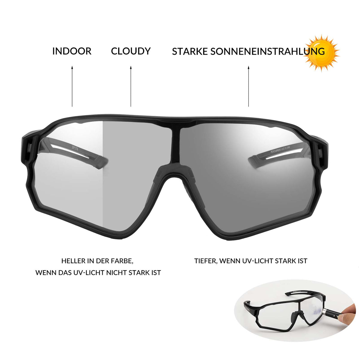ROCKBROS Dynamische fietsbril met UV400-zonnefilter