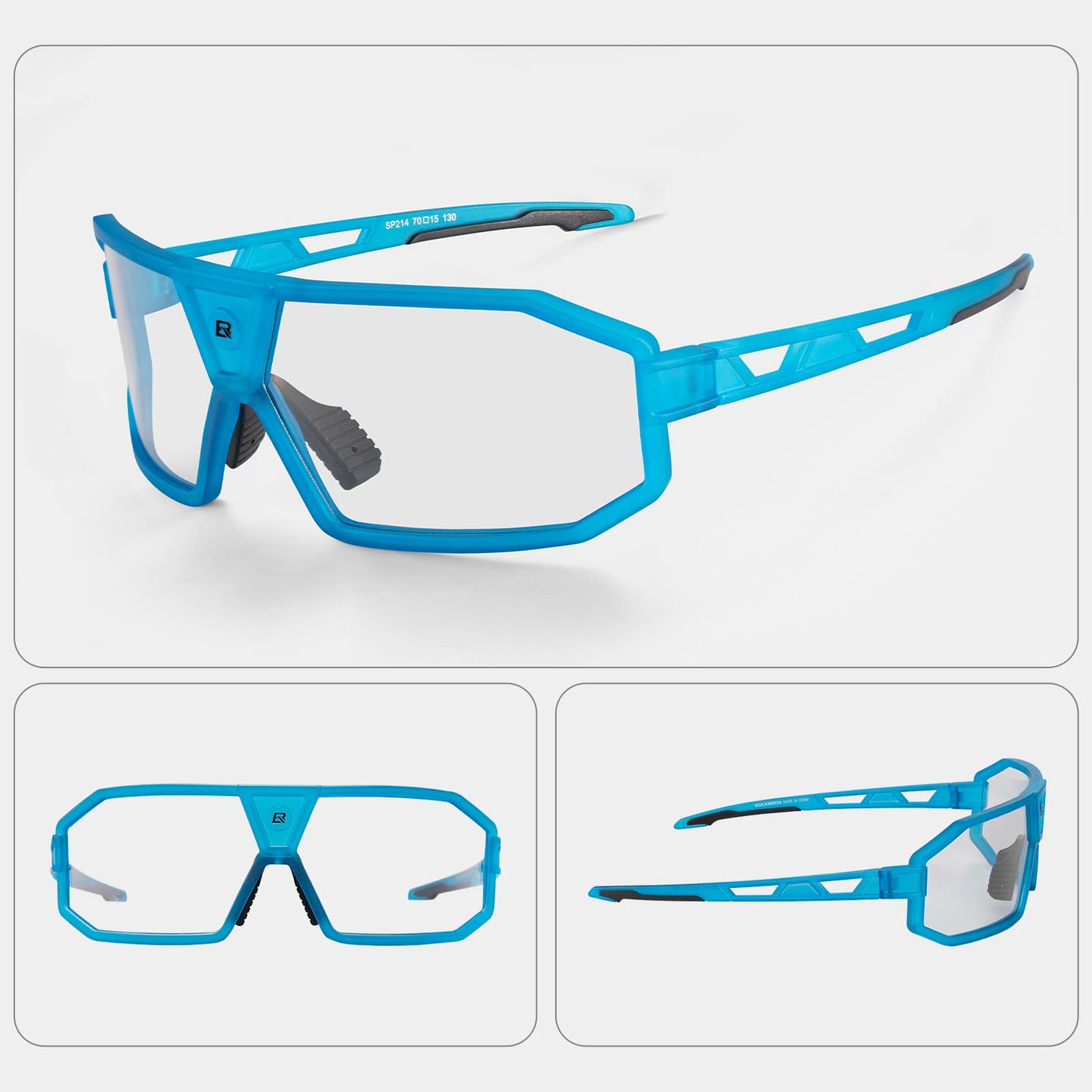 Fotochromatische zonnebril met UV400-bescherming, fietsbril, unisex, blauw, ROCKBROS