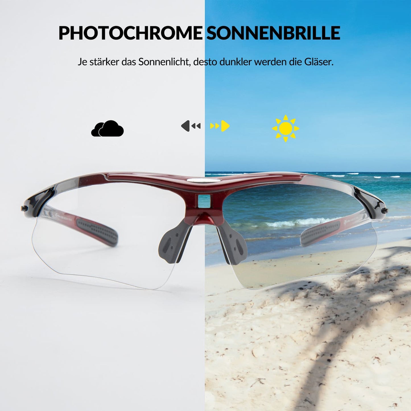 Fotochromatische sportbril met verwisselbare elastische hoofdband ROCKBROS