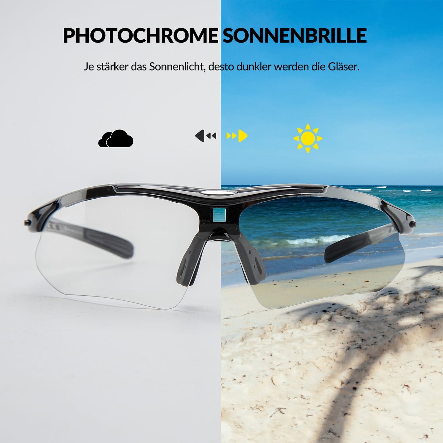 Fotochromatische sportbril met verwisselbare elastische hoofdband ROCKBROS