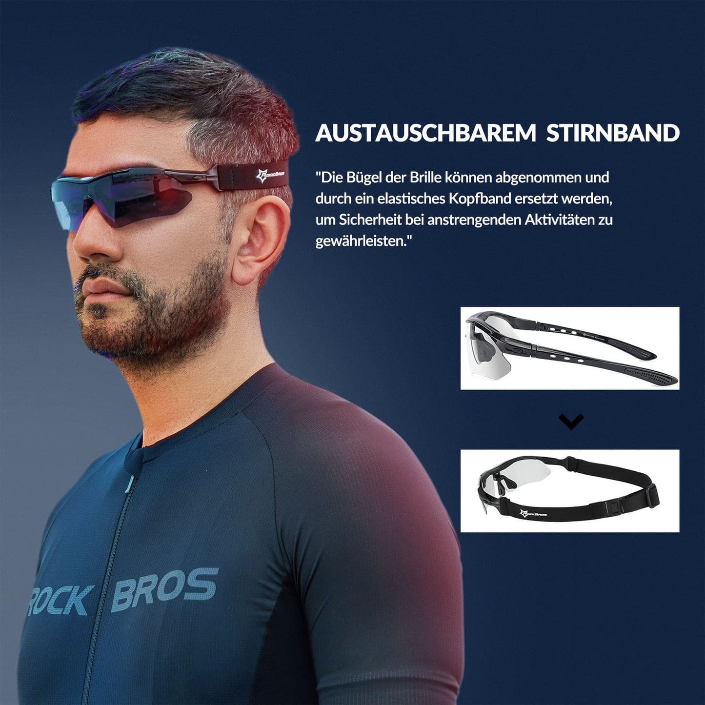 Fotochromatische sportbril met verwisselbare elastische hoofdband ROCKBROS