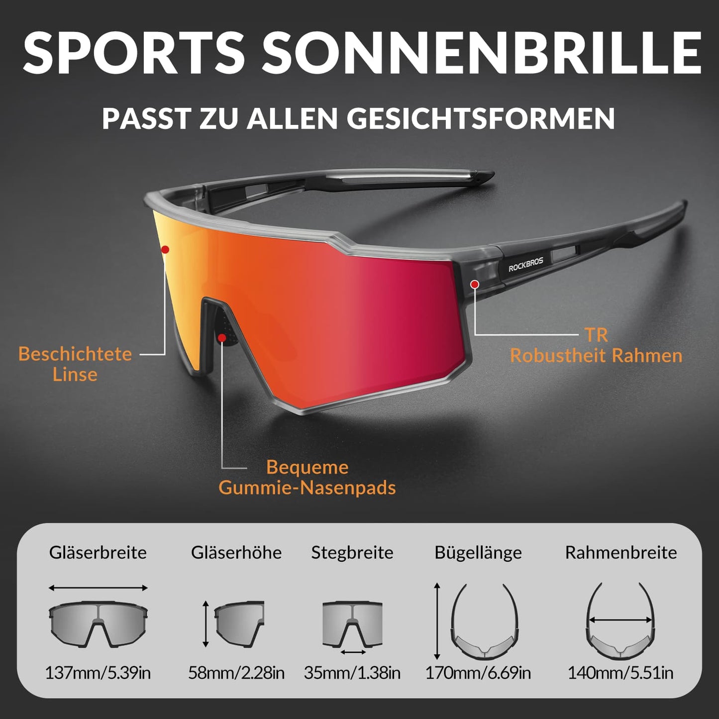 Gepolariseerde fietszonnebrillen, sportzonnebrillen voor buitensporten, ROCKBROS
