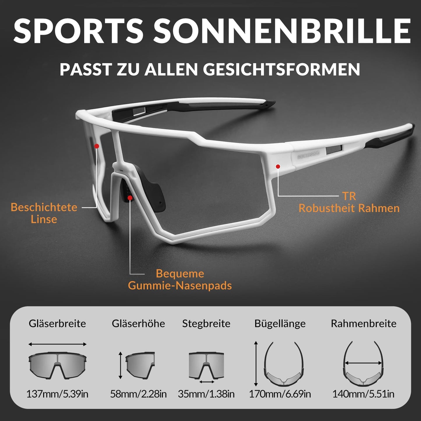 Gepolariseerde fietszonnebrillen, sportzonnebrillen voor buitensporten, ROCKBROS