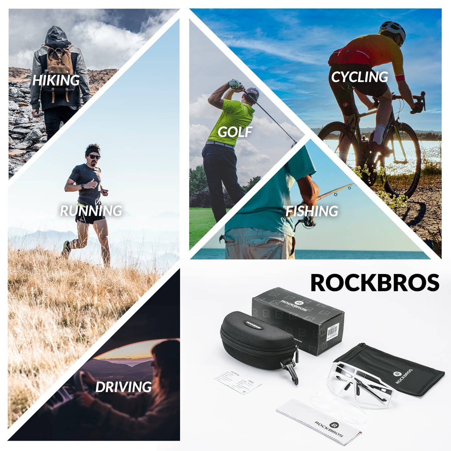Gepolariseerde fietszonnebrillen, sportzonnebrillen voor buitensporten, ROCKBROS