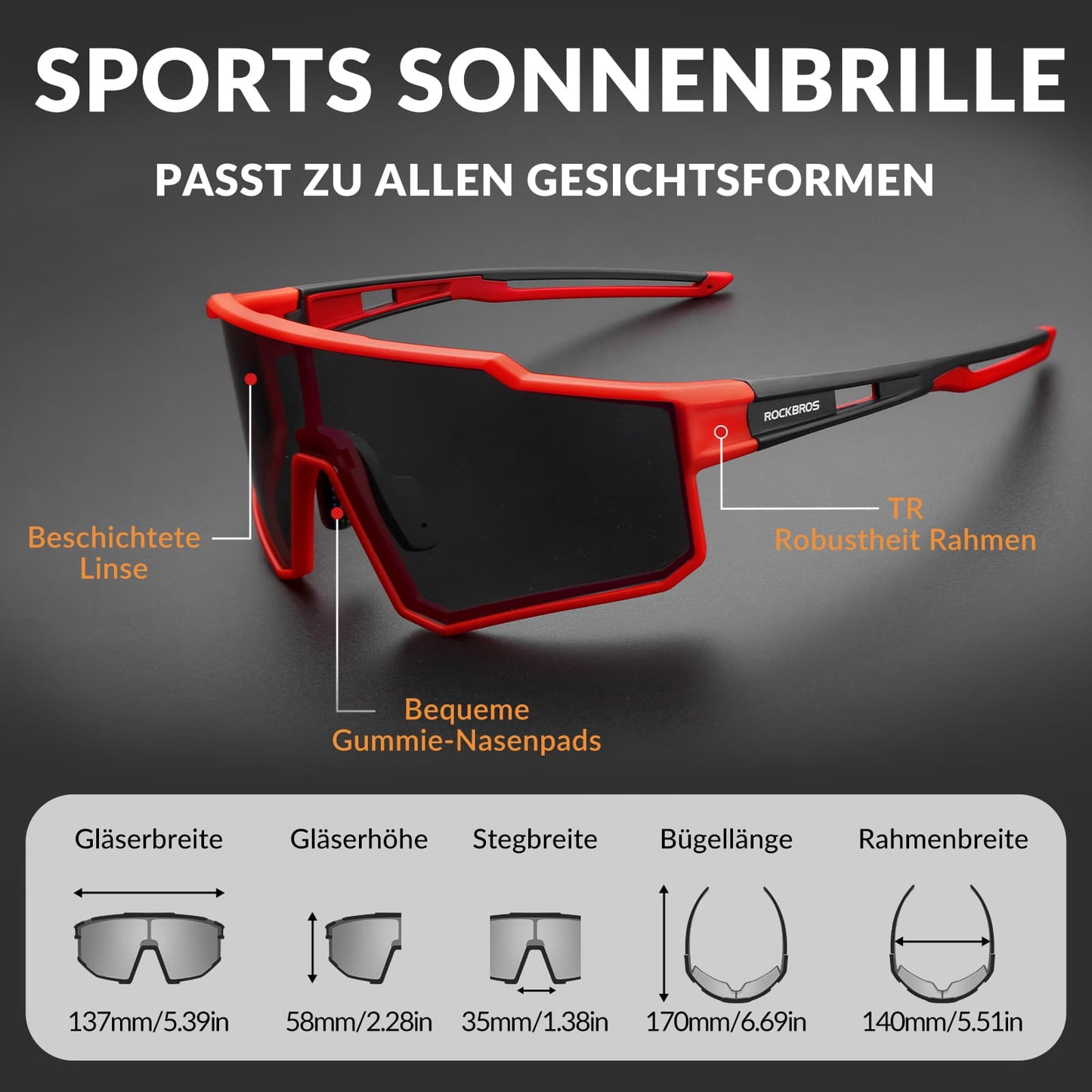 Gepolariseerde fietszonnebrillen, sportzonnebrillen voor buitensporten, ROCKBROS
