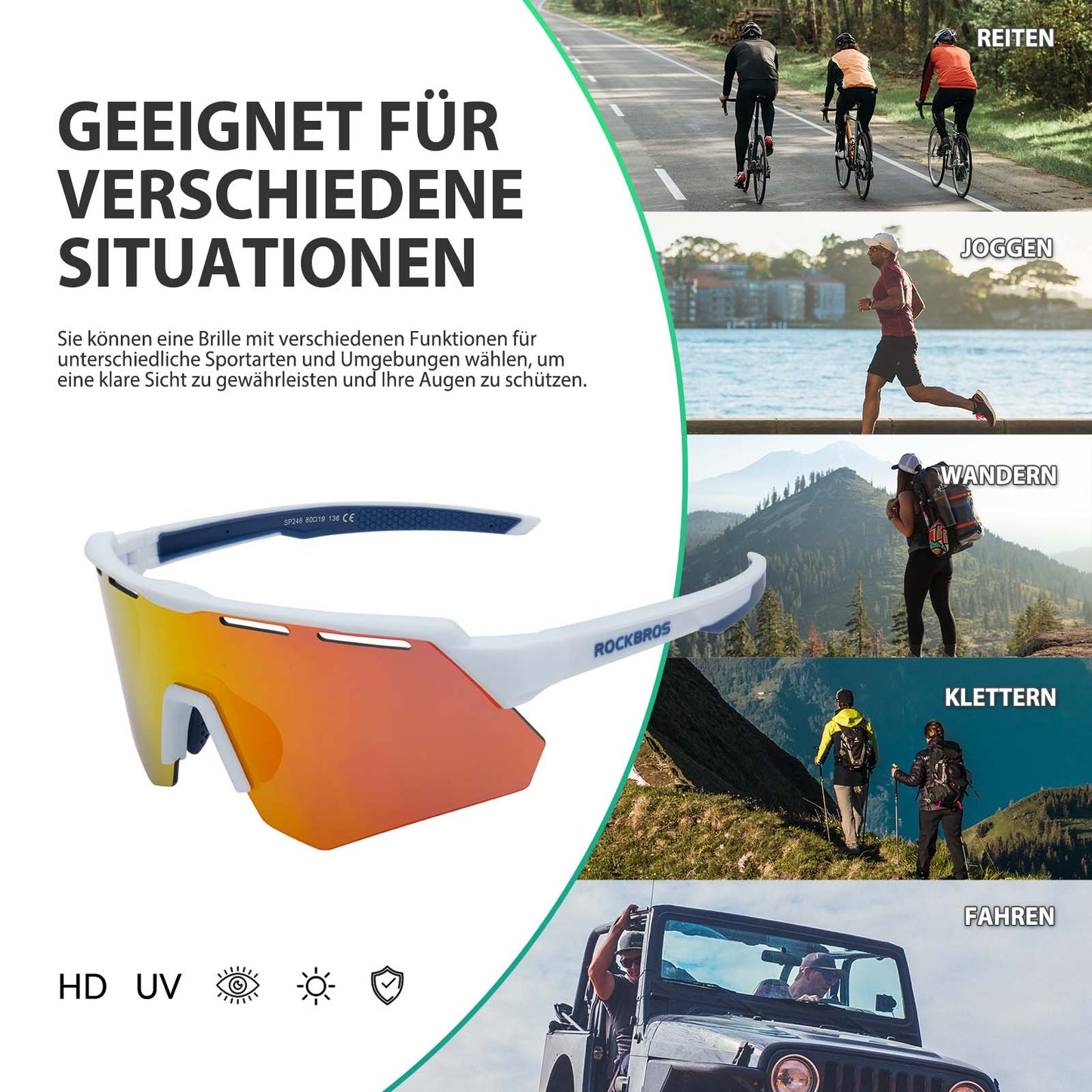 Gepolariseerde fietsbril met 4 verwisselbare lenzen ROCKBROS
