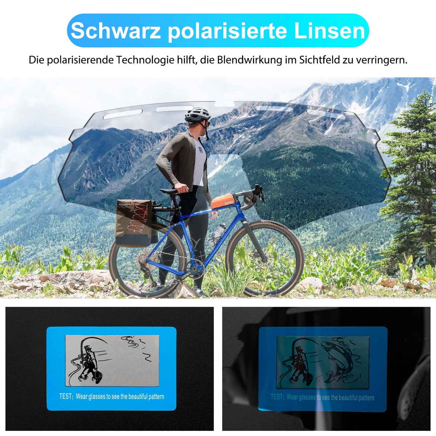 Gepolariseerde fietsbril met 4 verwisselbare lenzen ROCKBROS