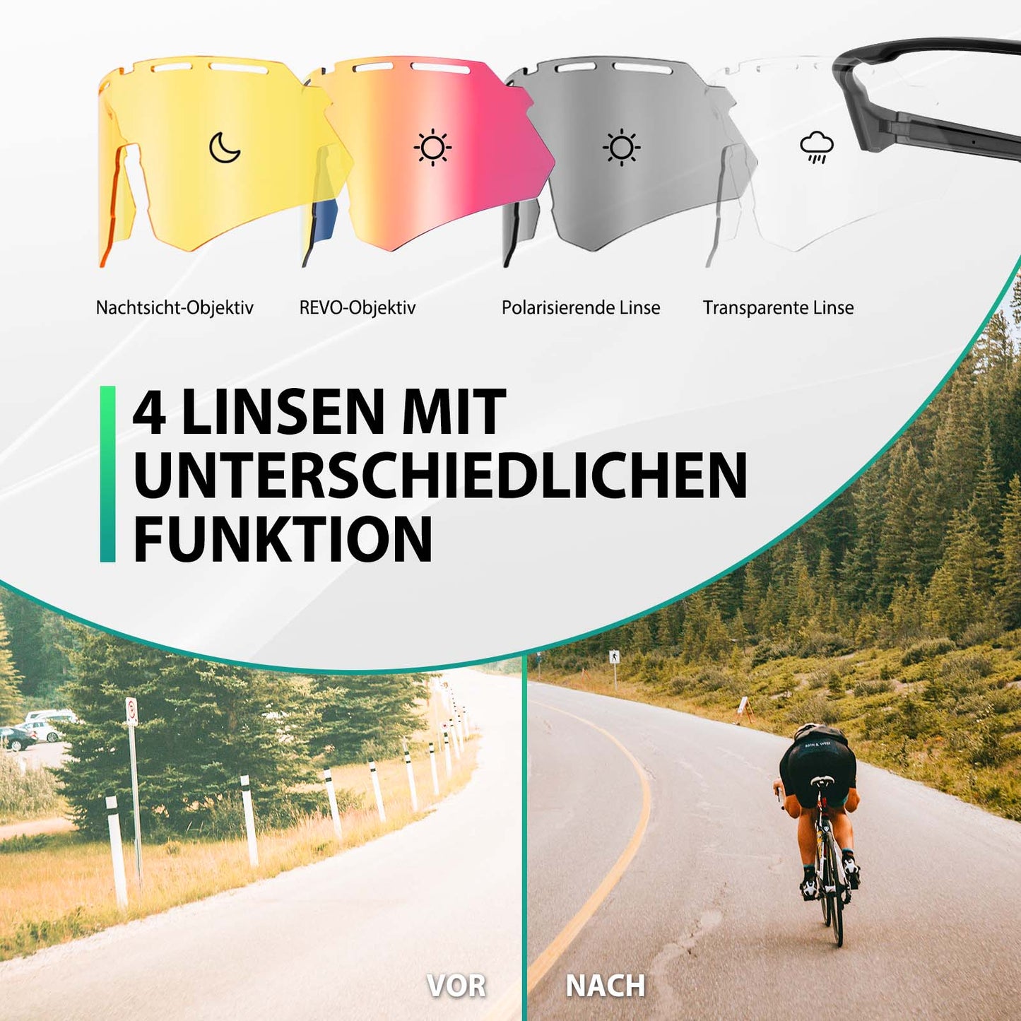 Gepolariseerde fietsbril met 4 verwisselbare lenzen ROCKBROS