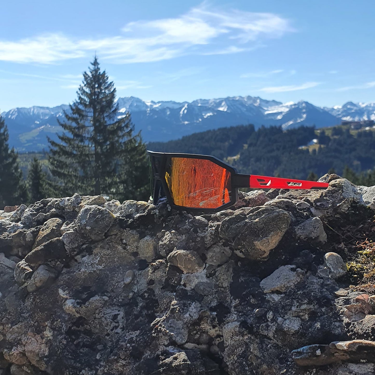 Gepolariseerde zonnebril, fietsbril, unisex, zwart-rood, ROCKBROS
