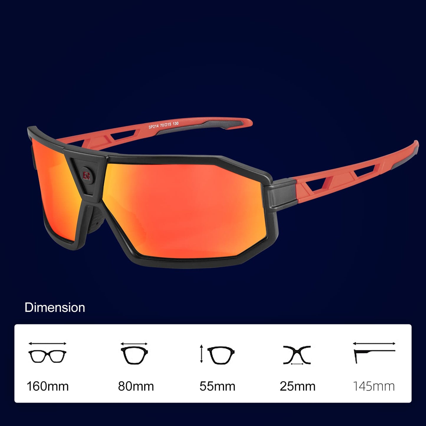 Gepolariseerde zonnebril, fietsbril, unisex, zwart-rood, ROCKBROS