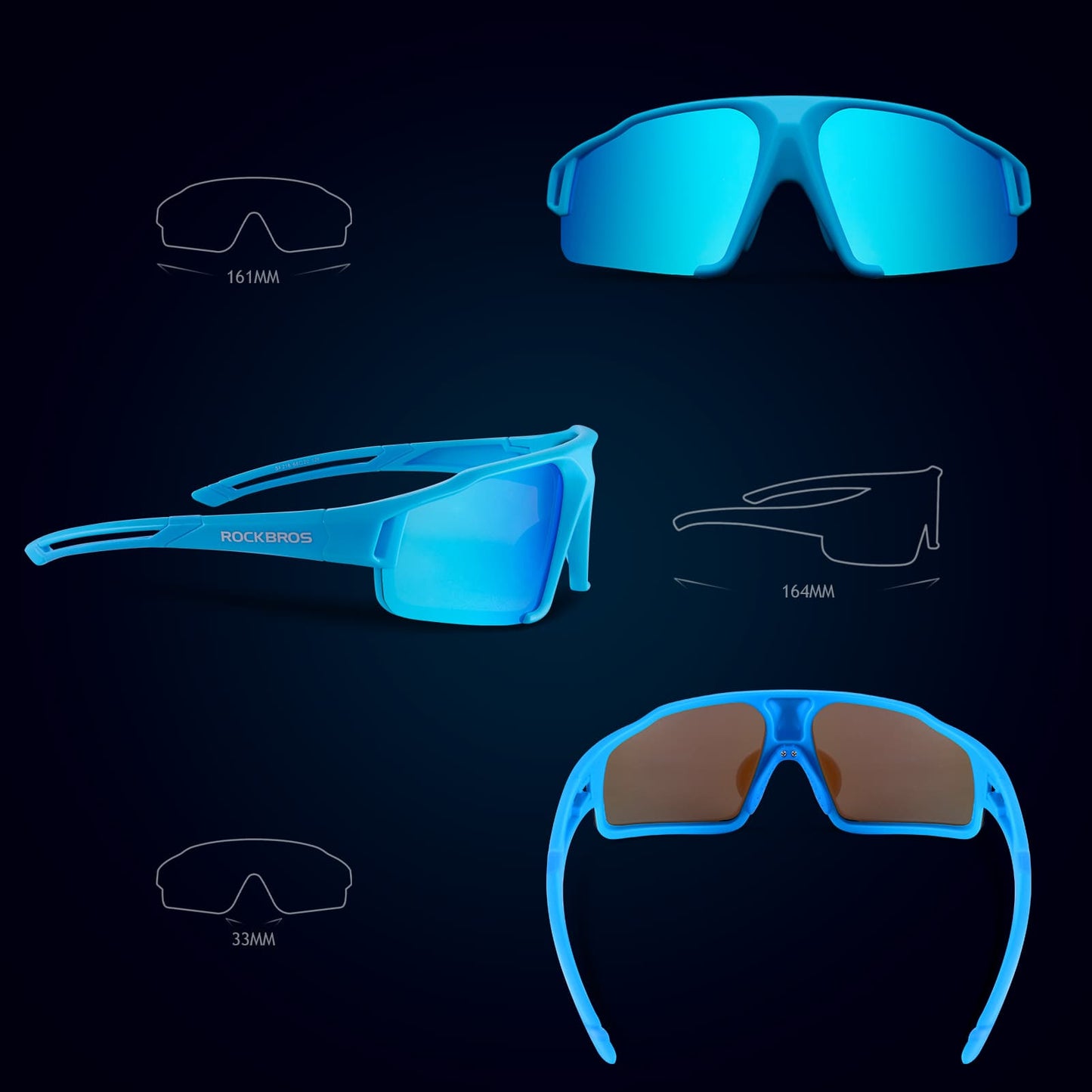 Gepolariseerde zonnebril met UV400-bescherming, lichtblauw, unisex, ROCKBROS