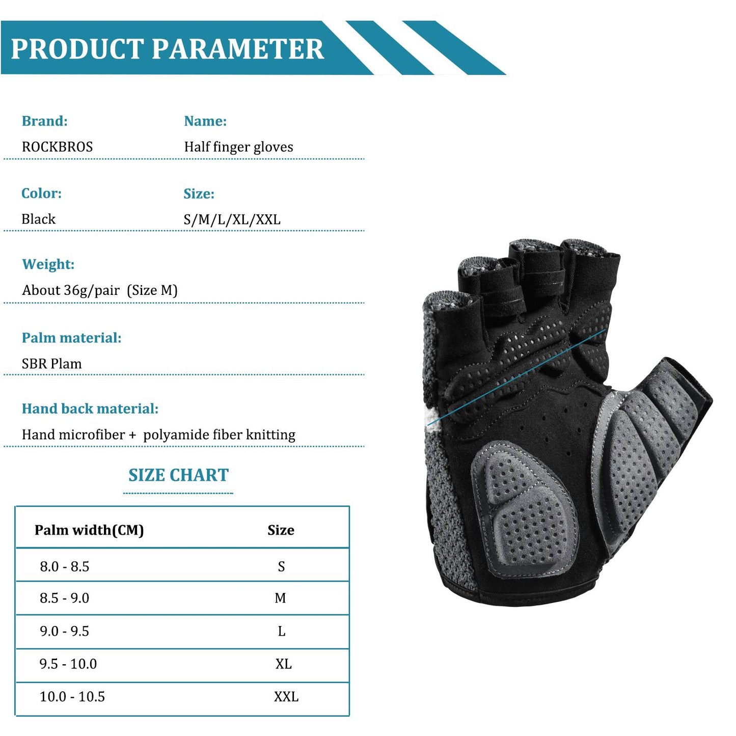Fietshandschoenen met halve vingers, universele trainingshandschoenen, ROCKBROS
