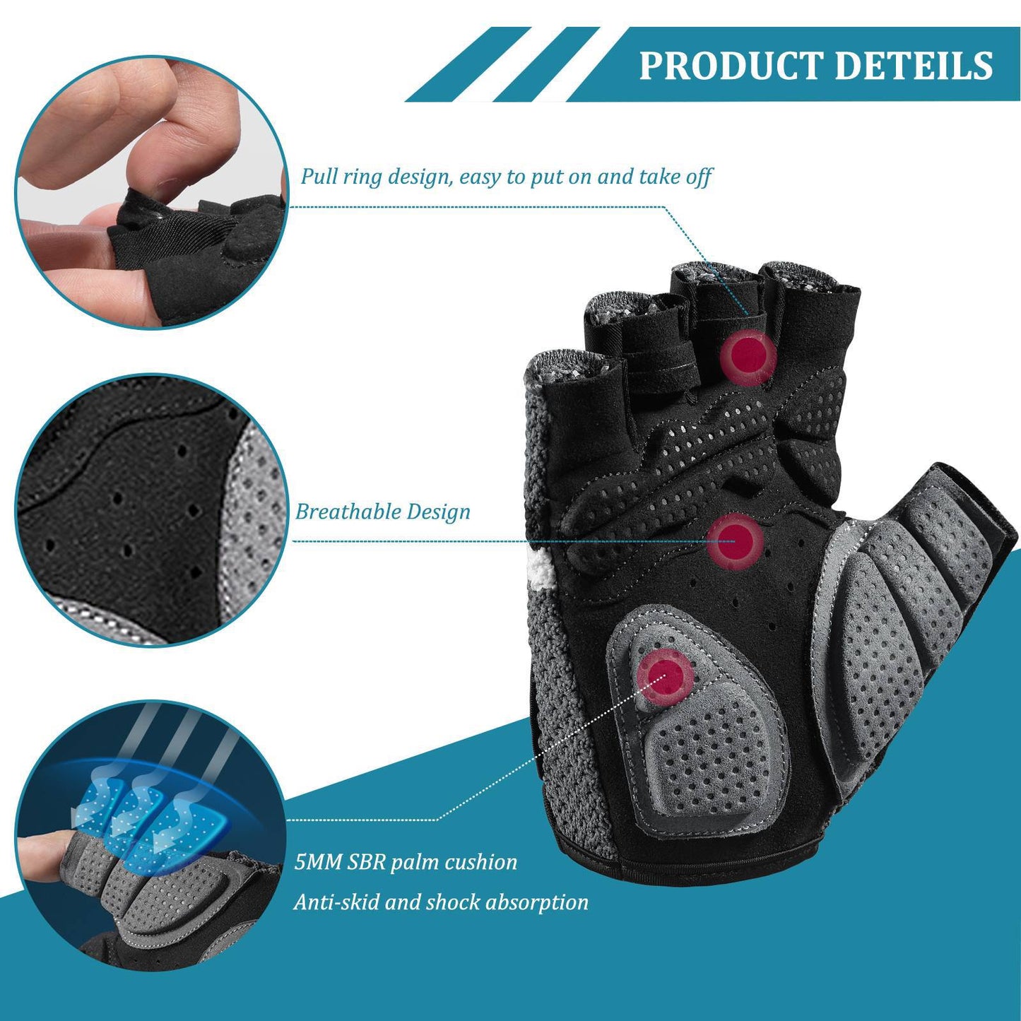 Fietshandschoenen met halve vingers, universele trainingshandschoenen, ROCKBROS