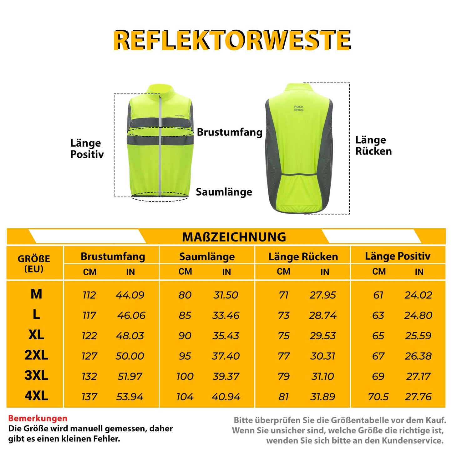 Reflecterend motorvest, veiligheidsvest, fluorescerend groen, ROCKBROS