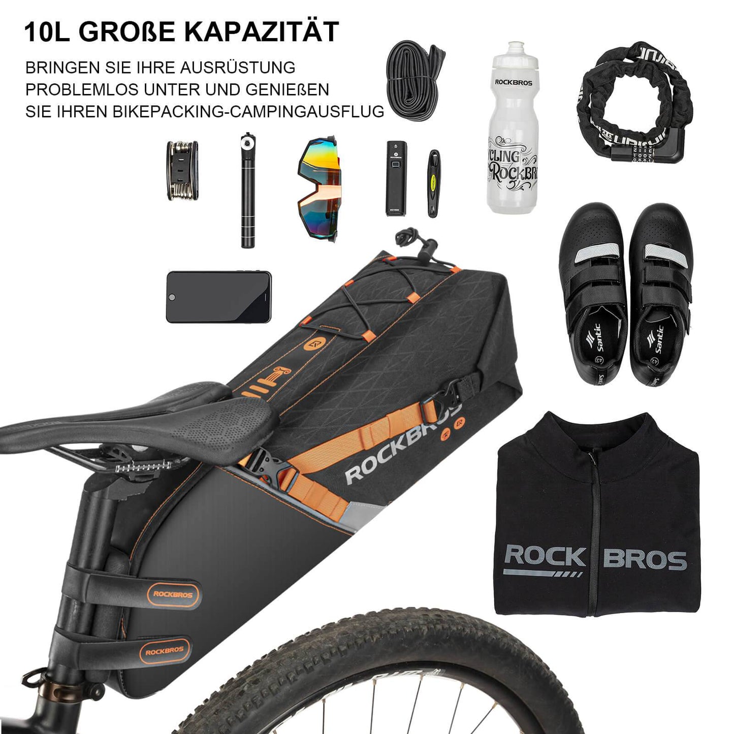 Waterdichte zadeltas voor mountainbikes en racefietsen, 10 liter, ROCKBROS