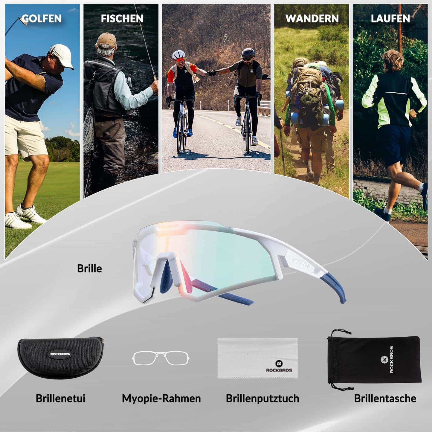 Zonnebril, fietsbril, zelfkleurend, outdoor, UV400-bescherming, ROCKBROS