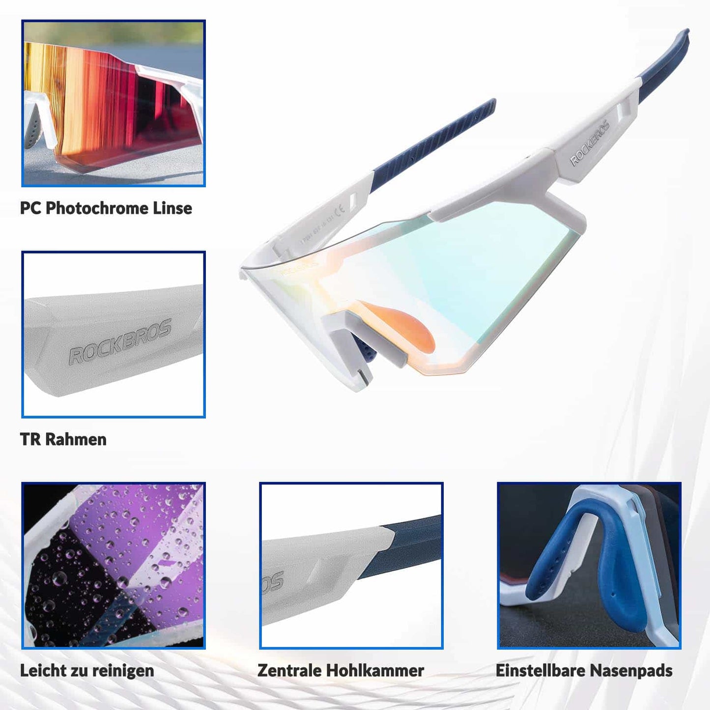 Zonnebril, fietsbril, zelfkleurend, outdoor, UV400-bescherming, ROCKBROS