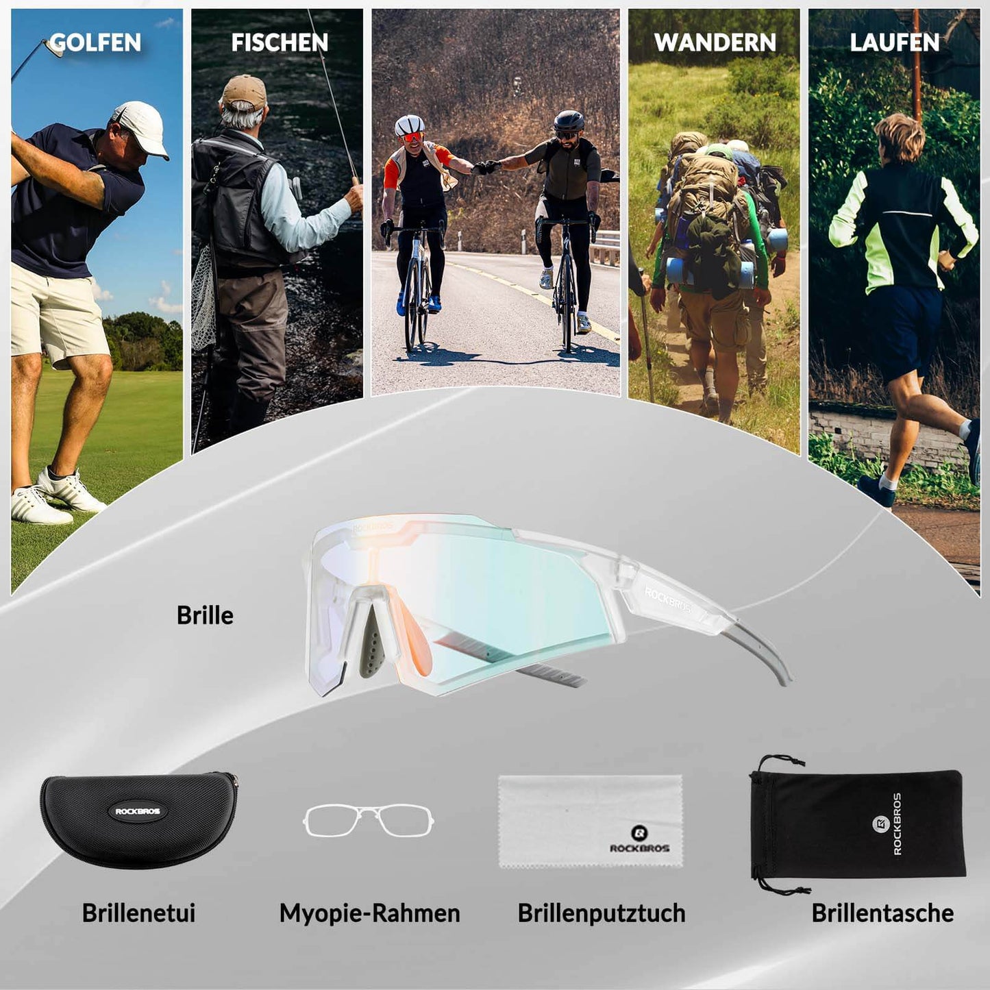 Zonnebril, fietsbril, zelfkleurend, outdoor, UV400-bescherming, ROCKBROS