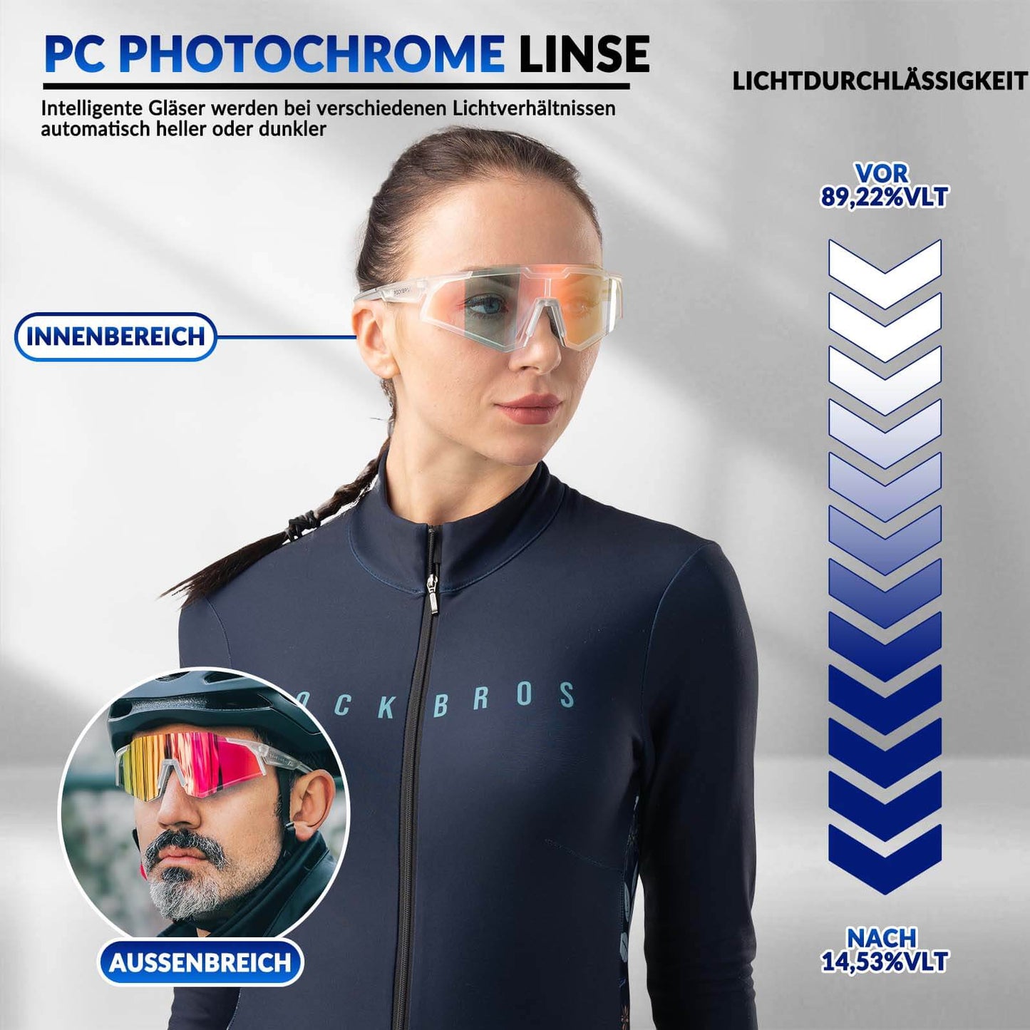Zonnebril, fietsbril, zelfkleurend, outdoor, UV400-bescherming, ROCKBROS