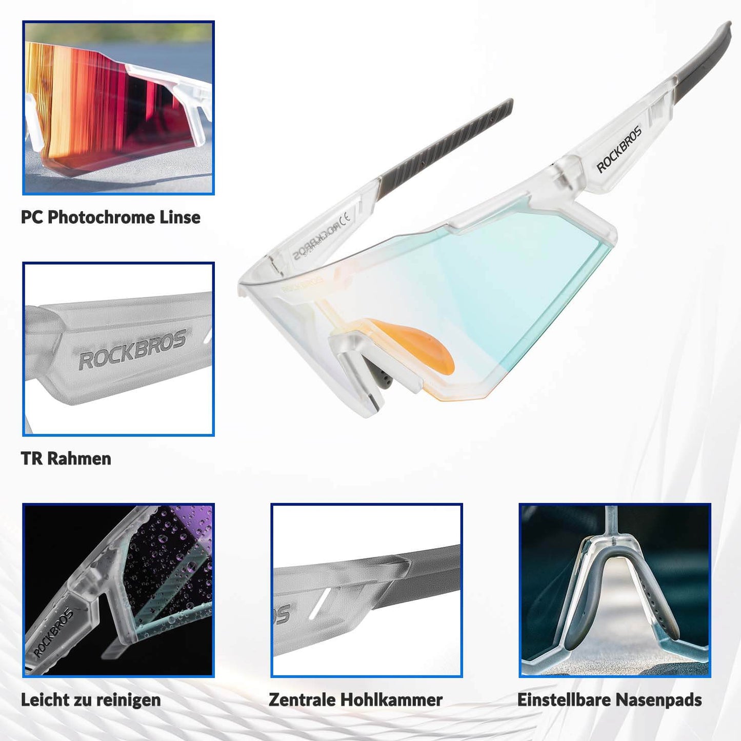 Zonnebril, fietsbril, zelfkleurend, outdoor, UV400-bescherming, ROCKBROS