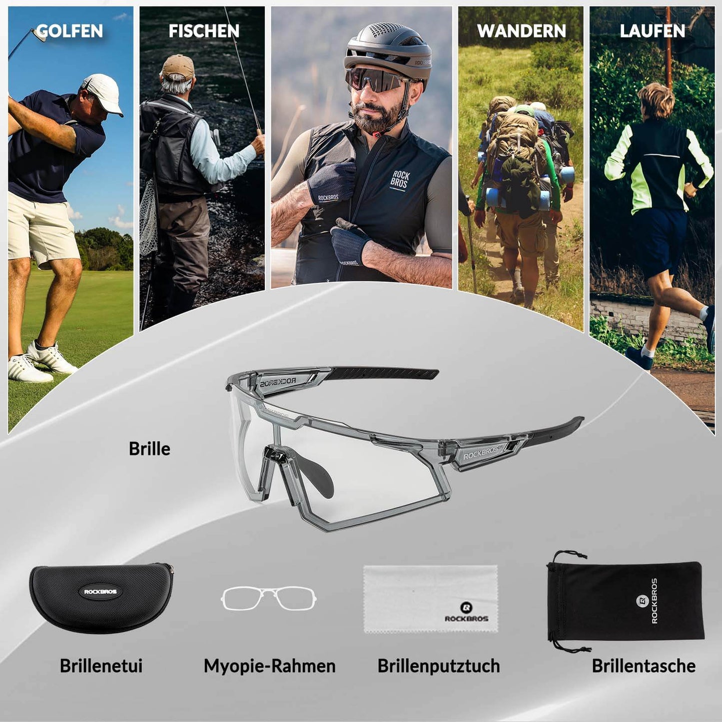 Zonnebril, fietsbril, zelfkleurend, outdoor, UV400-bescherming, ROCKBROS
