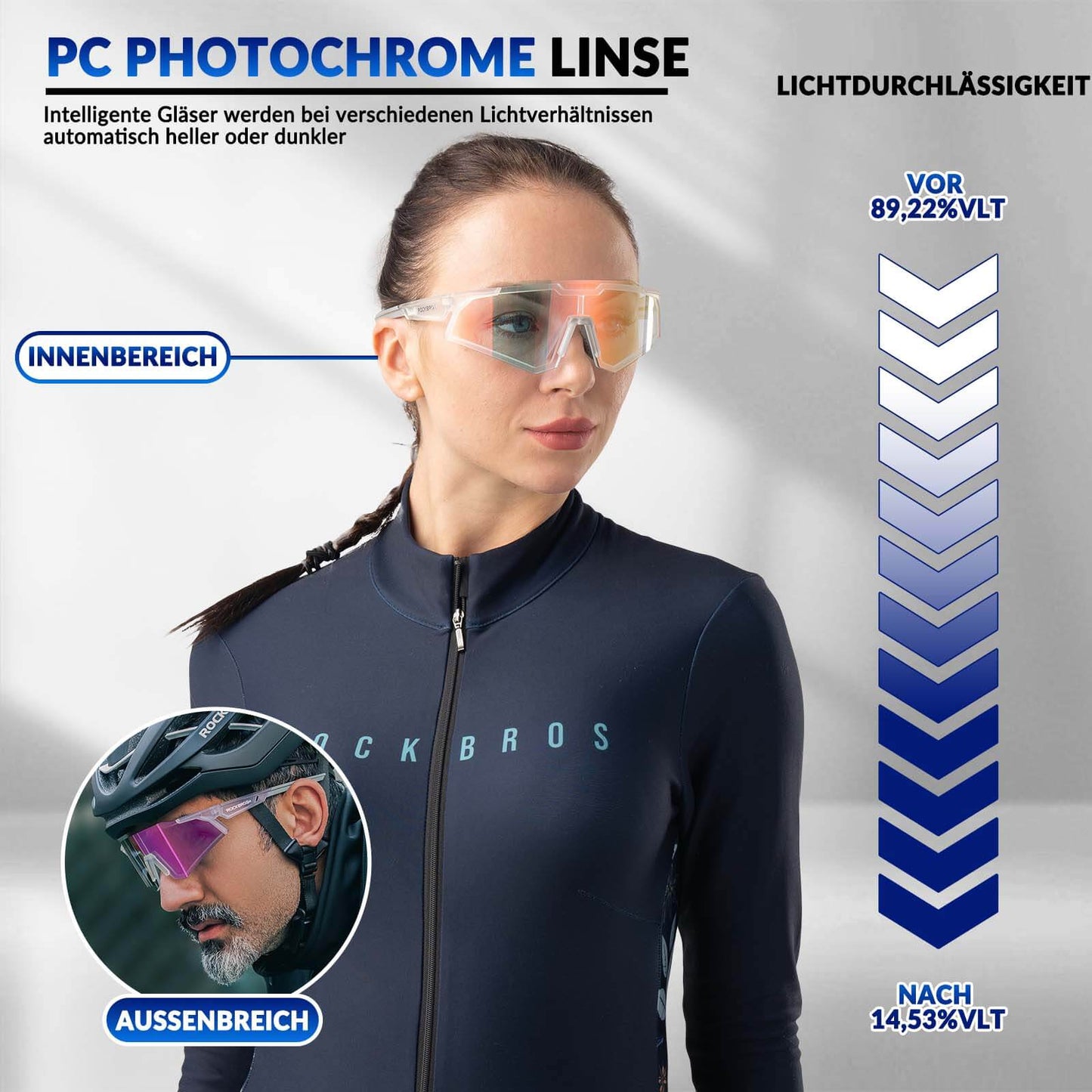 Zonnebril, fietsbril, zelfkleurend, outdoor, UV400-bescherming, ROCKBROS