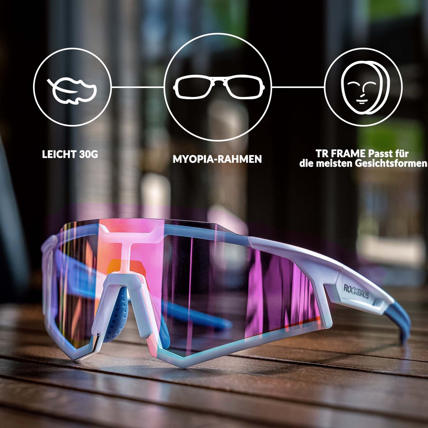 Zonnebril, fietsbril, zelfkleurend, outdoor, UV400-bescherming, ROCKBROS