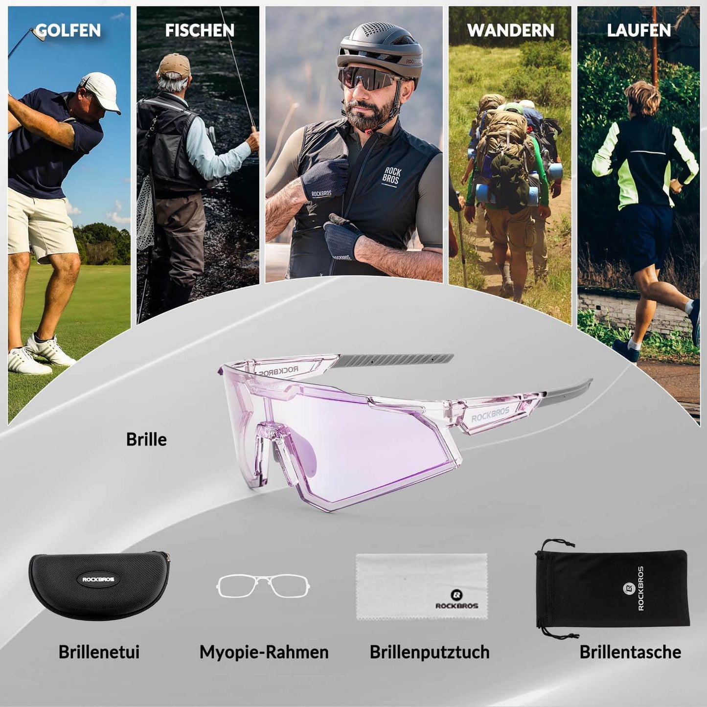 Zonnebril, fietsbril, zelfkleurend, outdoor, UV400-bescherming, ROCKBROS