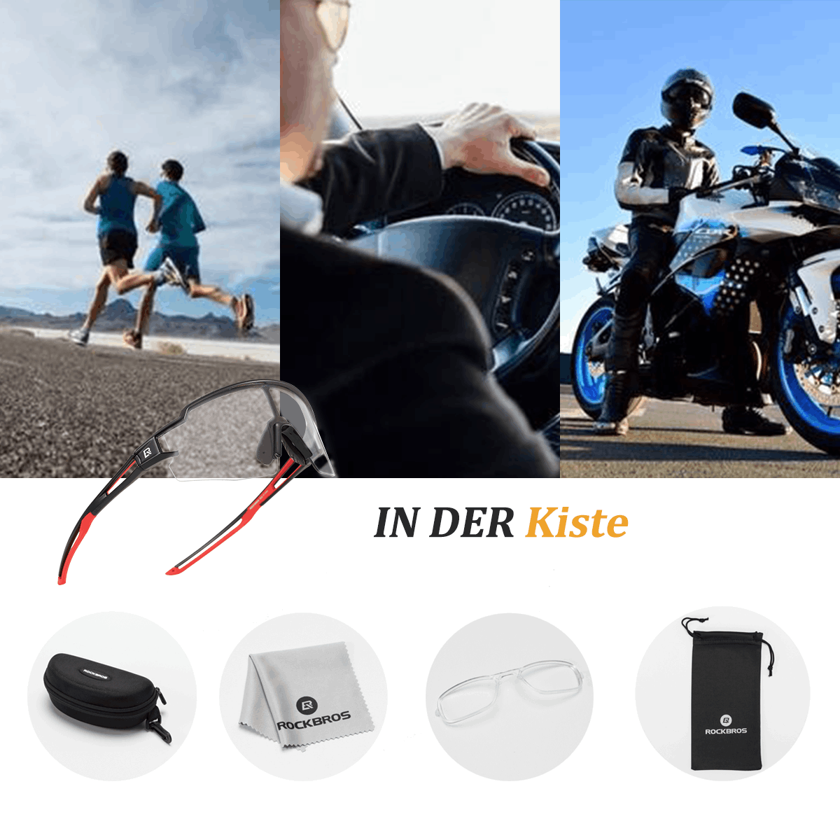 Zonnebrillen voor dames en heren, fietsbrillen met UV-bescherming, ROCKBROS