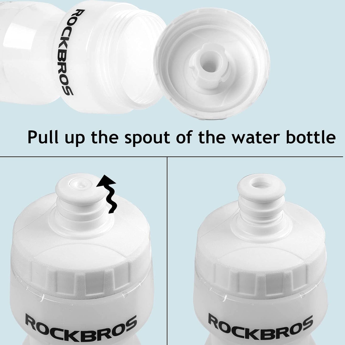 ROCKBROS sportwaterfles van 600 ml, gemaakt van PP5, inclusief stofkap.
