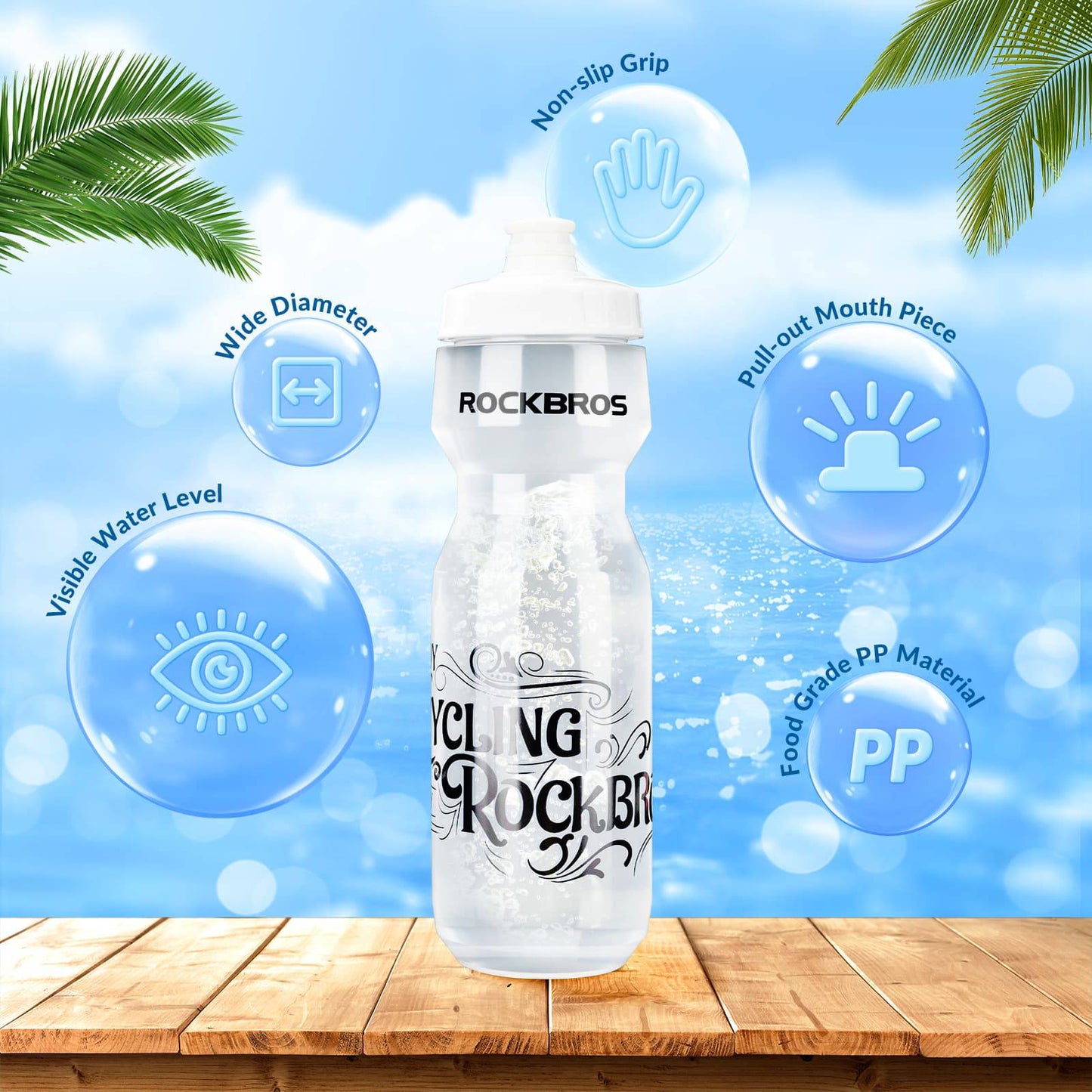 Sportwaterfles 750 ml Fietswaterfles BPA-vrij ROCKBROS