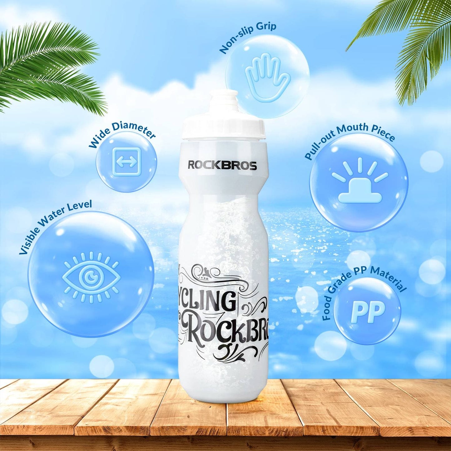 Sportwaterfles 750 ml Fietswaterfles BPA-vrij ROCKBROS