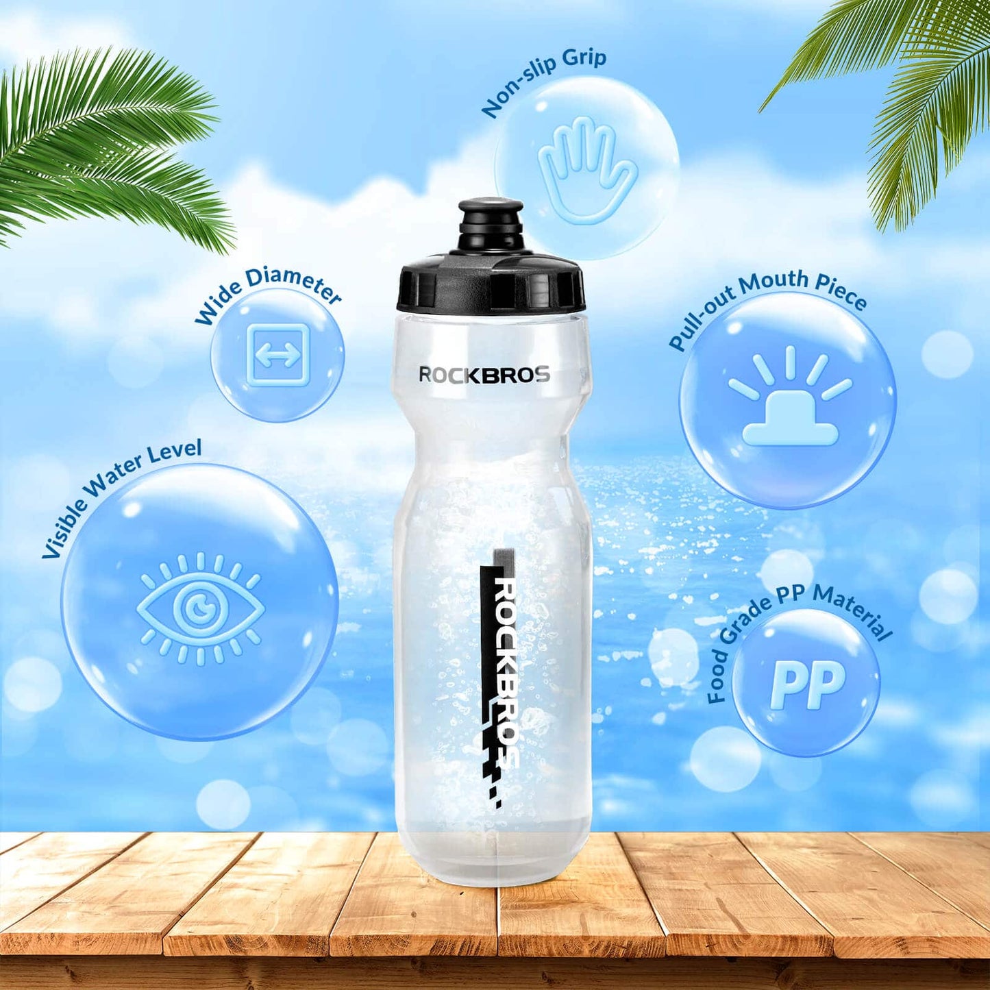 Sportwaterfles 750 ml Fietswaterfles BPA-vrij ROCKBROS