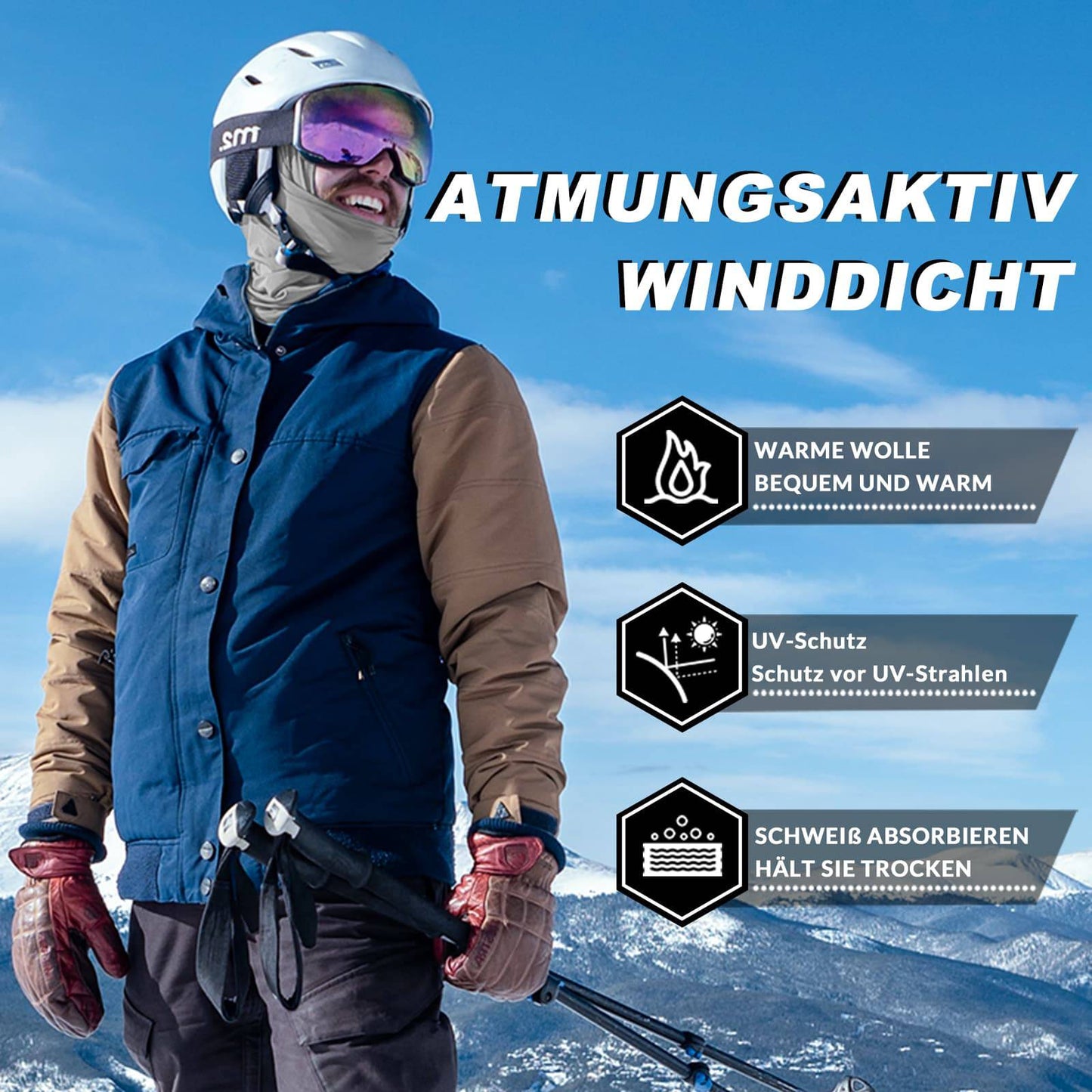 Balaclava 2-pack Herfst/Winter voor buitensporten Unisex ROCKBROS