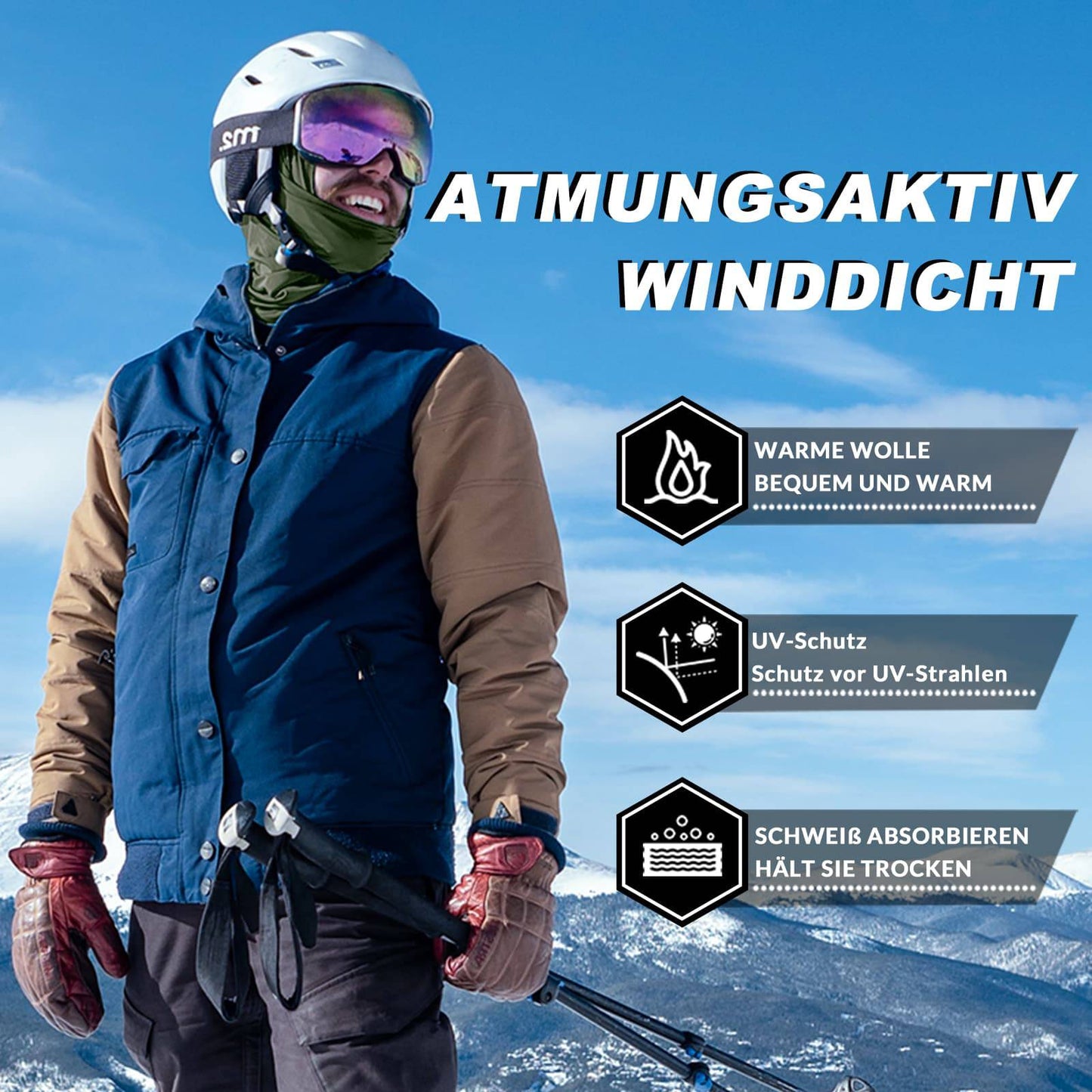Balaclava 2-pack Herfst/Winter voor buitensporten Unisex ROCKBROS