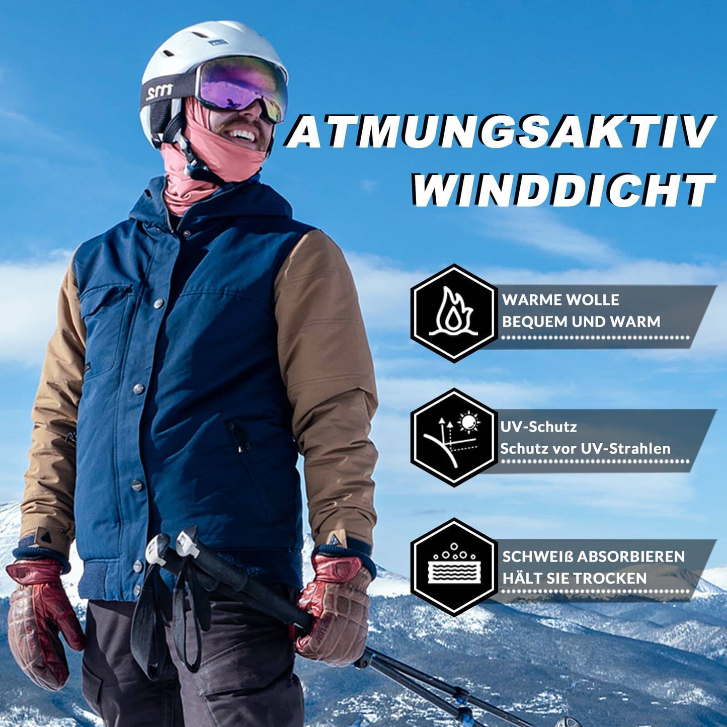 Balaclava 2-pack Herfst/Winter voor buitensporten Unisex ROCKBROS