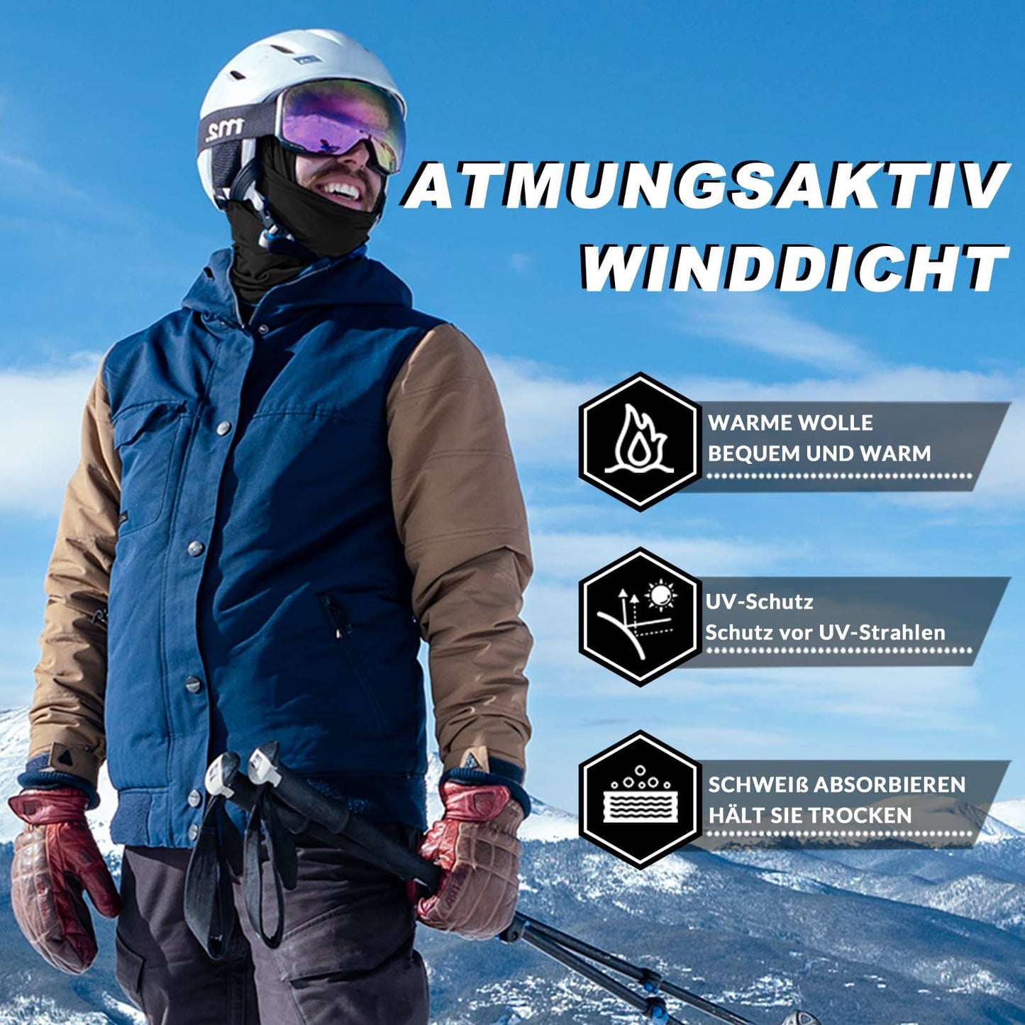 Balaclava 2-pack Herfst/Winter voor buitensporten Unisex ROCKBROS