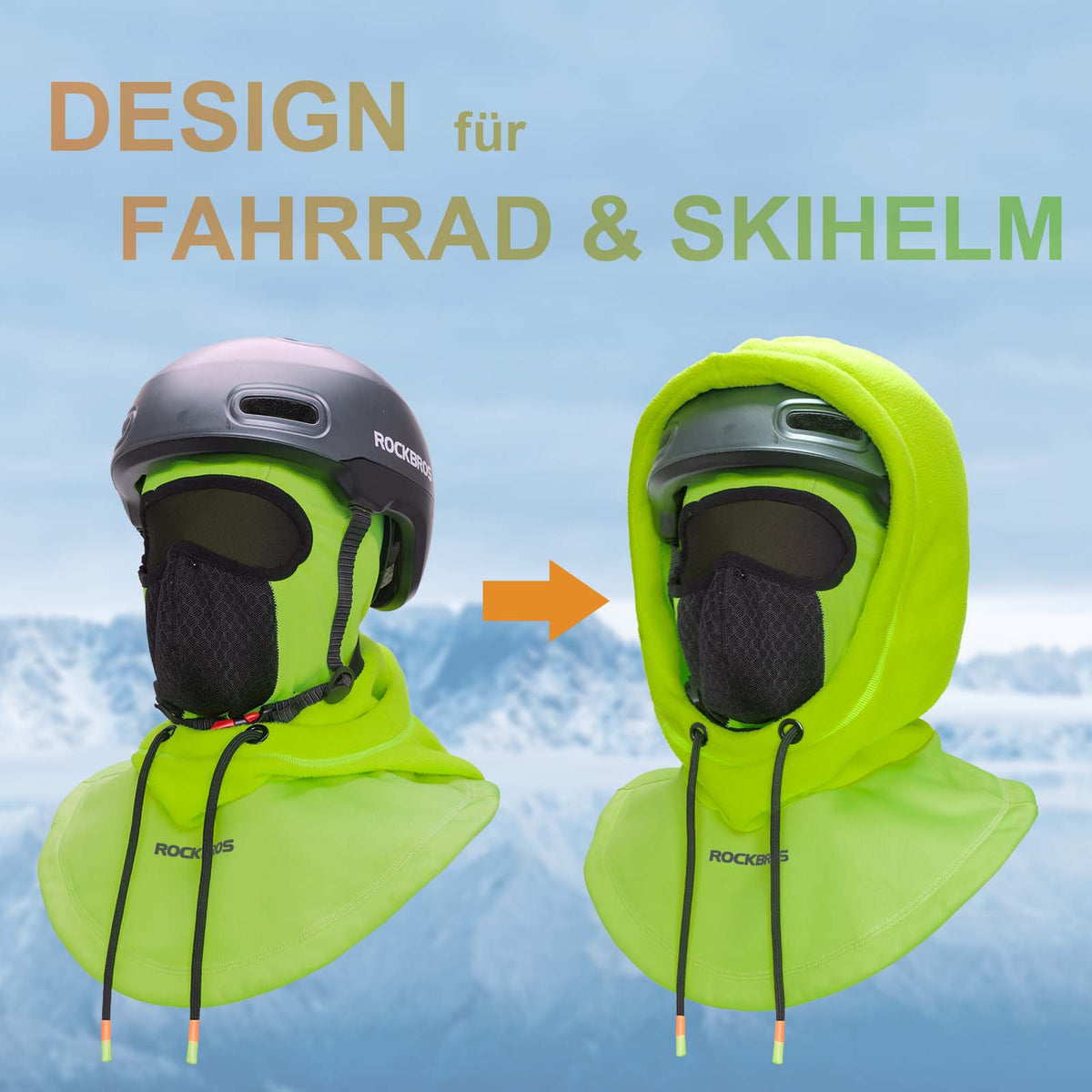 ROCKBROS Stormkap Winddicht Fahrrad Full Face Gelaatskap voor Fietsen Skiën