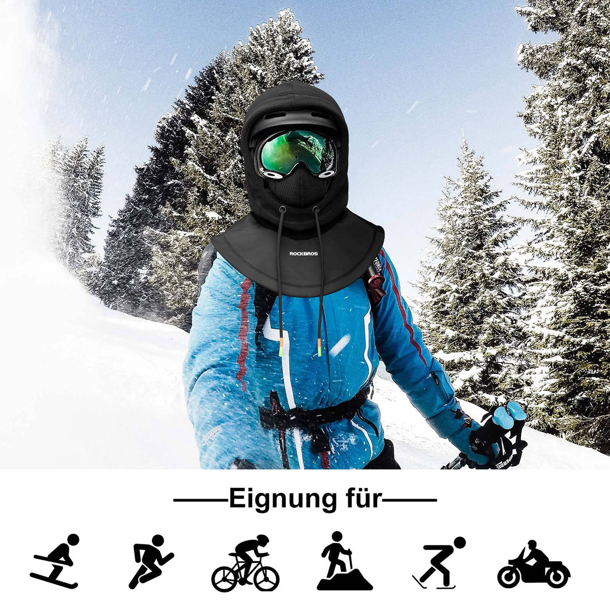 ROCKBROS Stormkap Winddicht Fahrrad Full Face Gelaatskap voor Fietsen Skiën